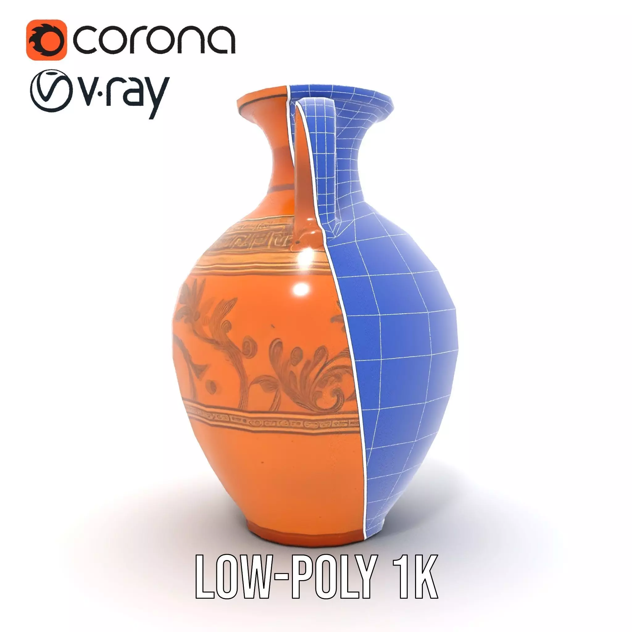 Elegant Terracotta Amphora model pack Low-poly 3D model_24