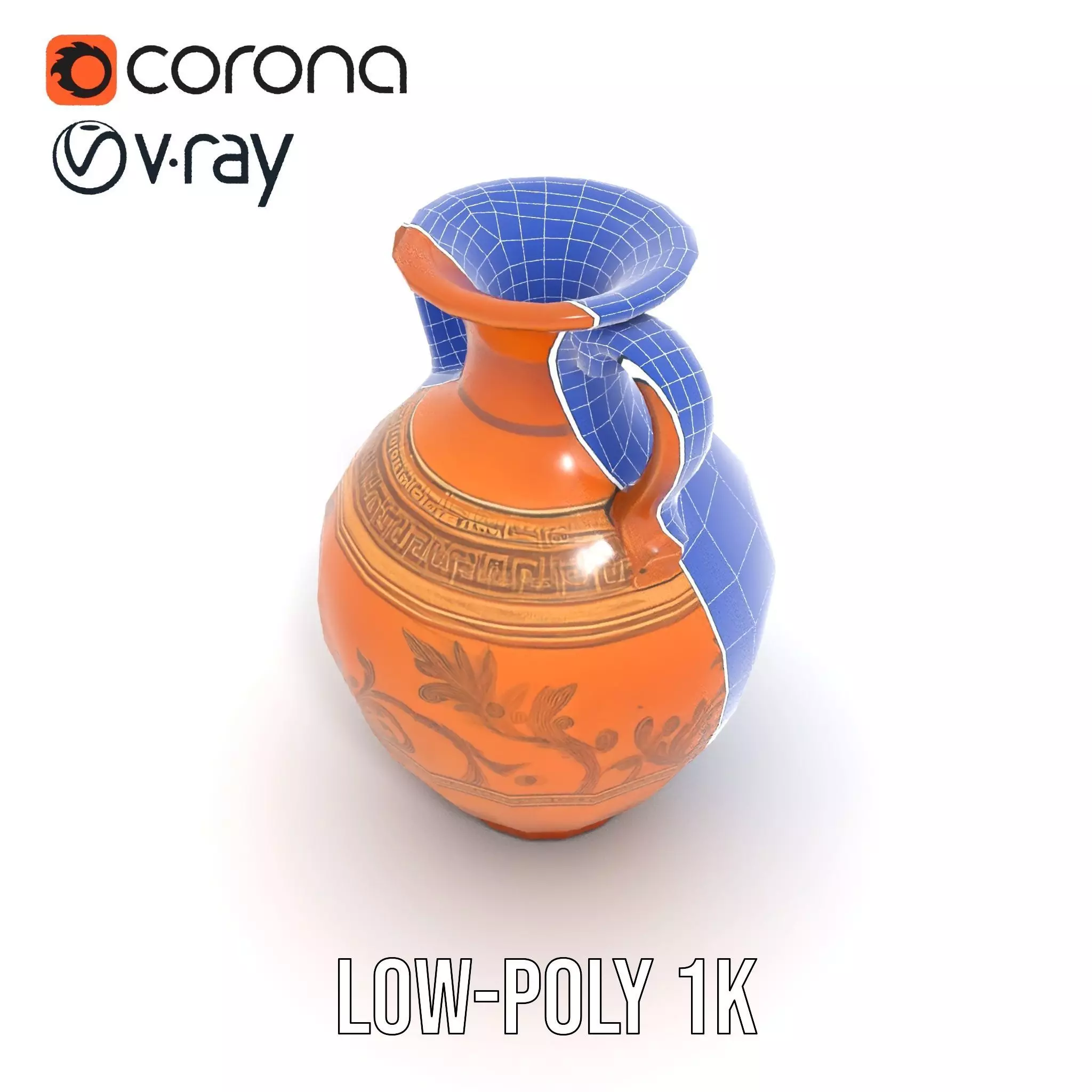 Elegant Terracotta Amphora model pack Low-poly 3D model_30