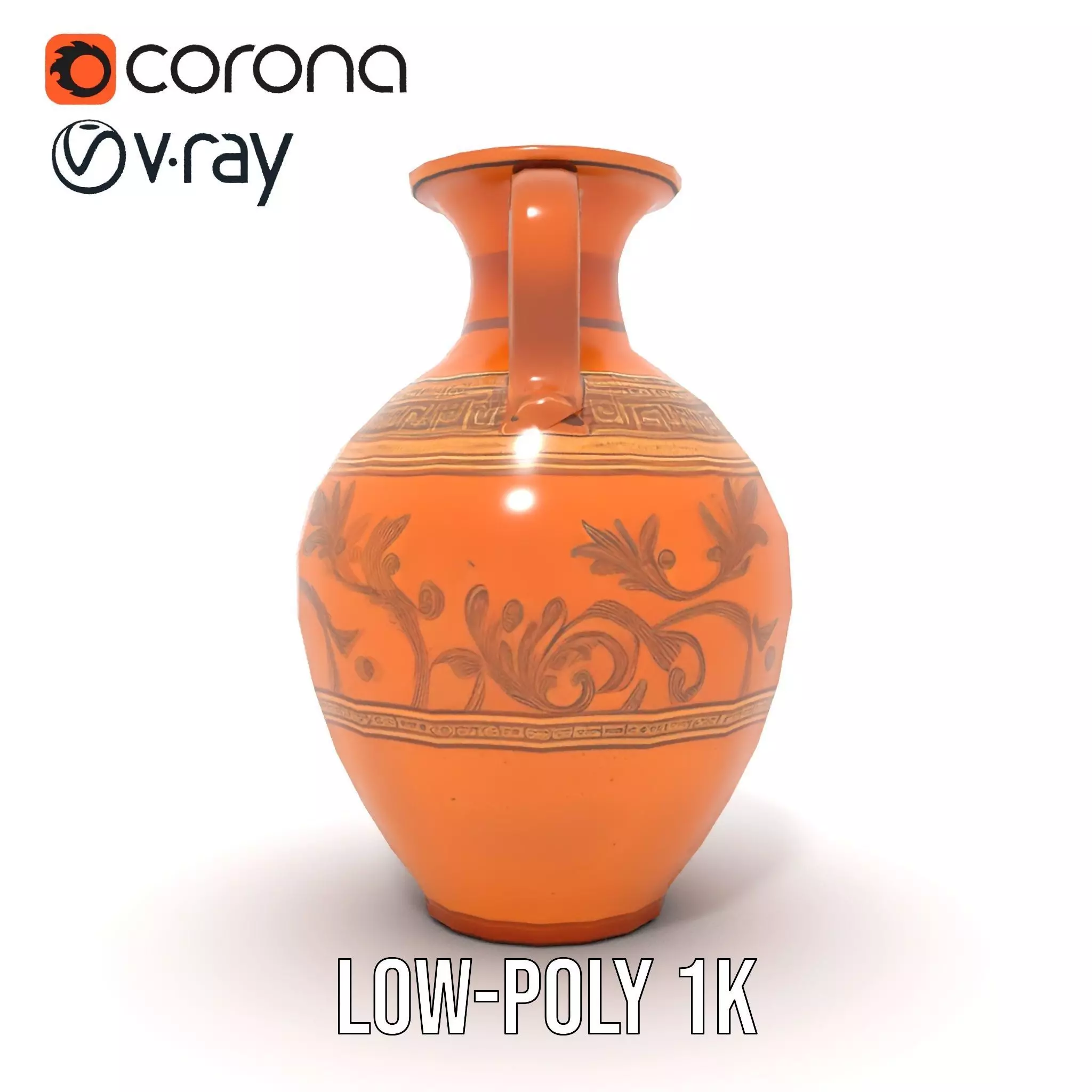 Elegant Terracotta Amphora model pack Low-poly 3D model_12