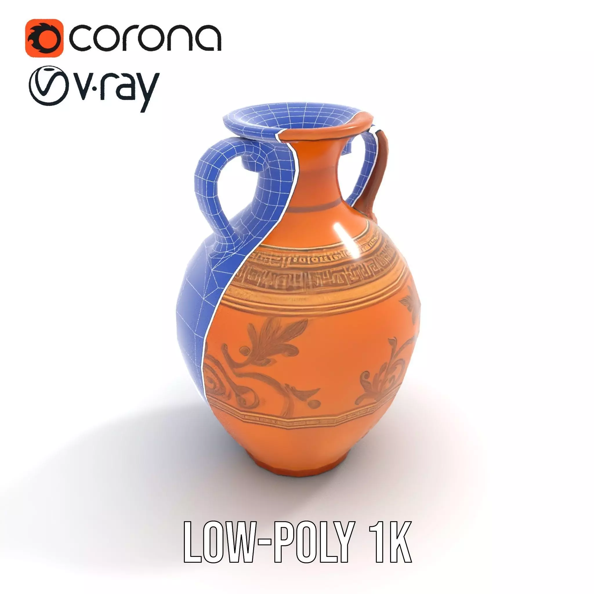 Elegant Terracotta Amphora model pack Low-poly 3D model_16