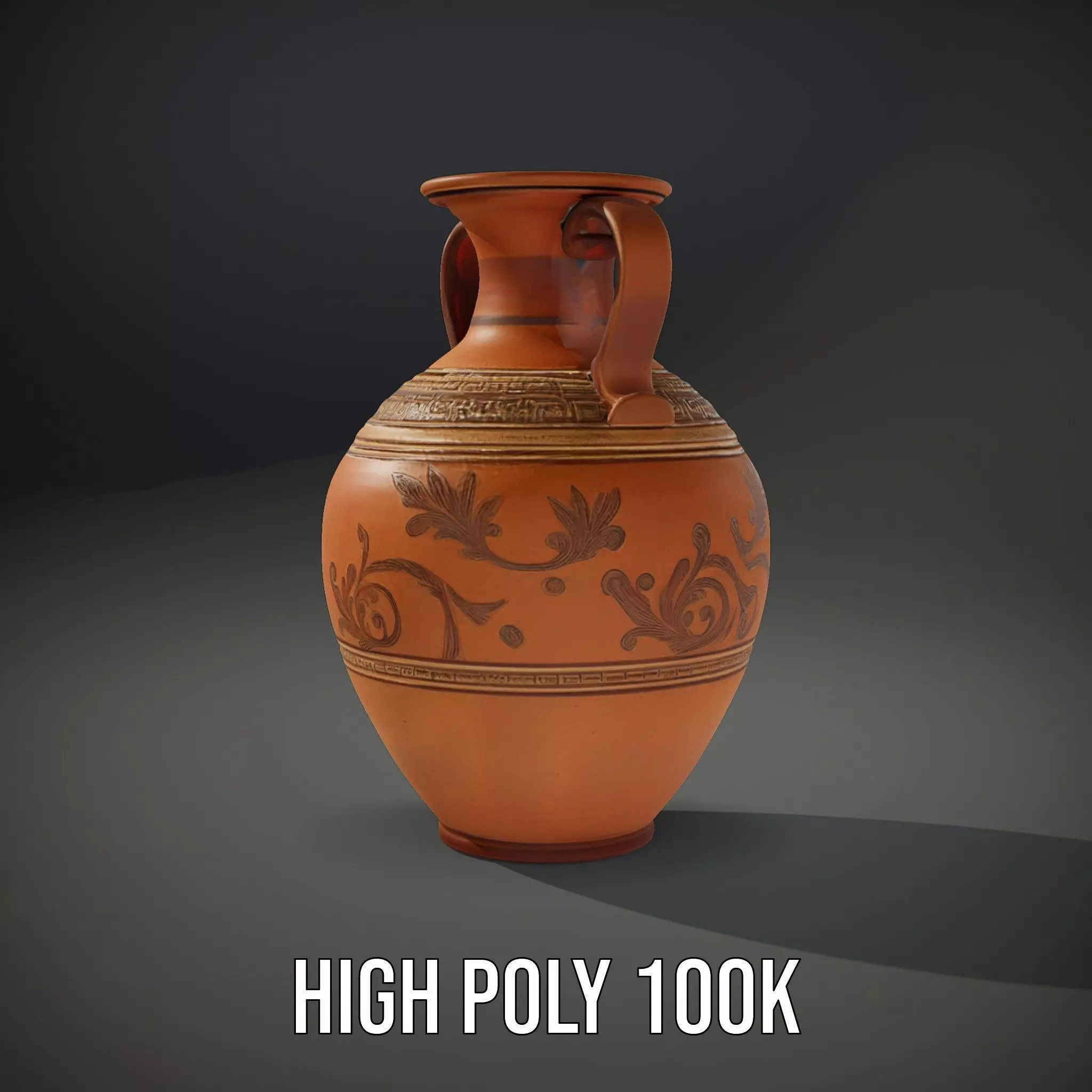Elegant Terracotta Amphora model pack Low-poly 3D model_10