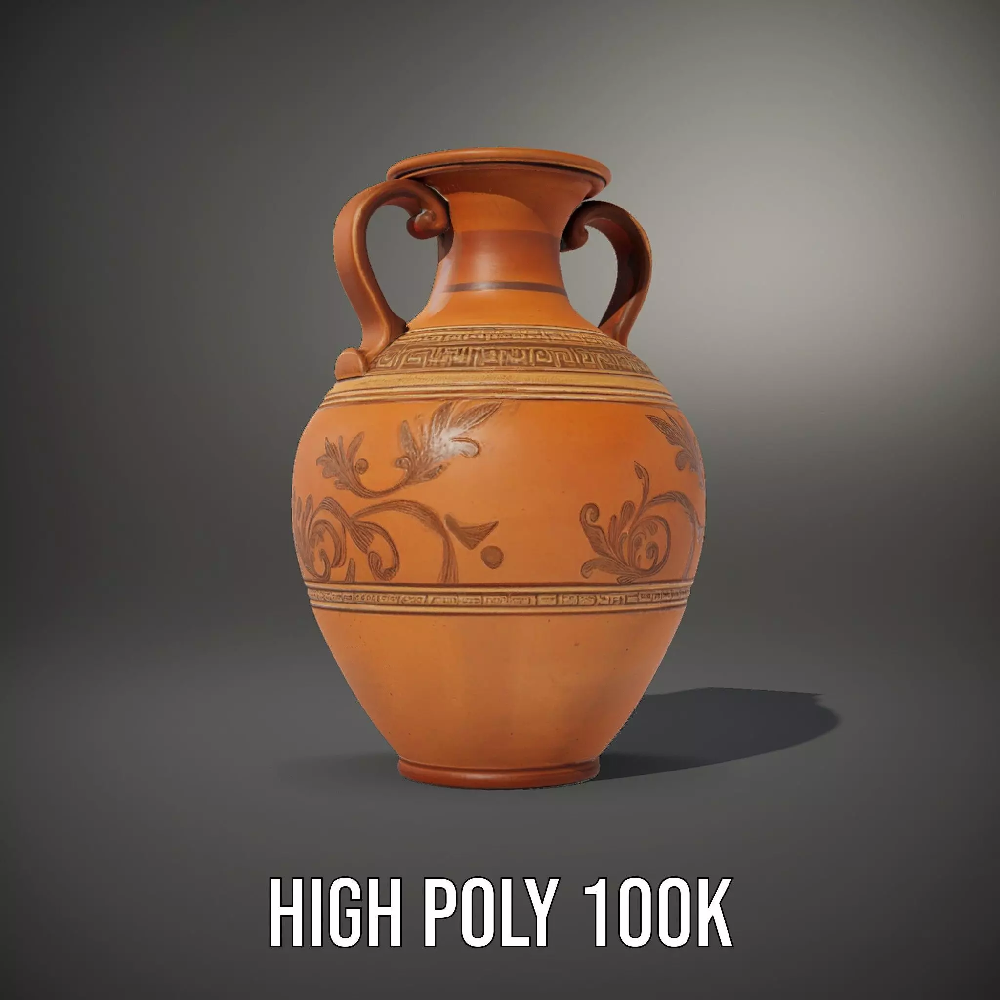 Elegant Terracotta Amphora model pack Low-poly 3D model_8