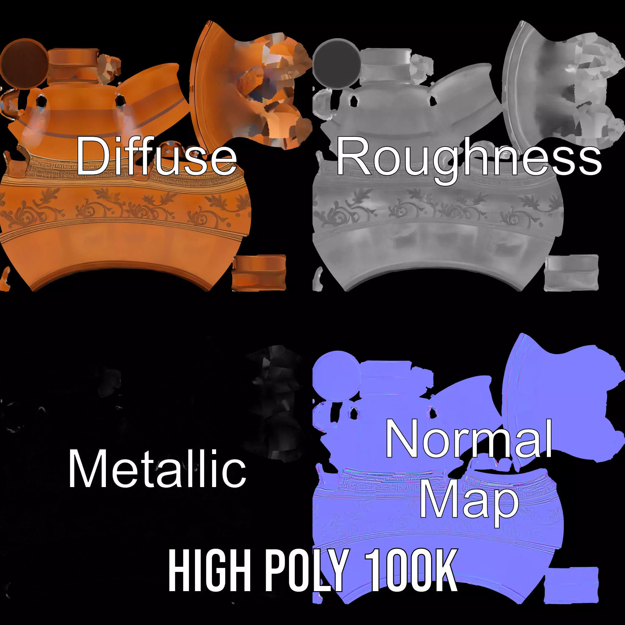 Elegant Terracotta Amphora model pack Low-poly 3D model_3