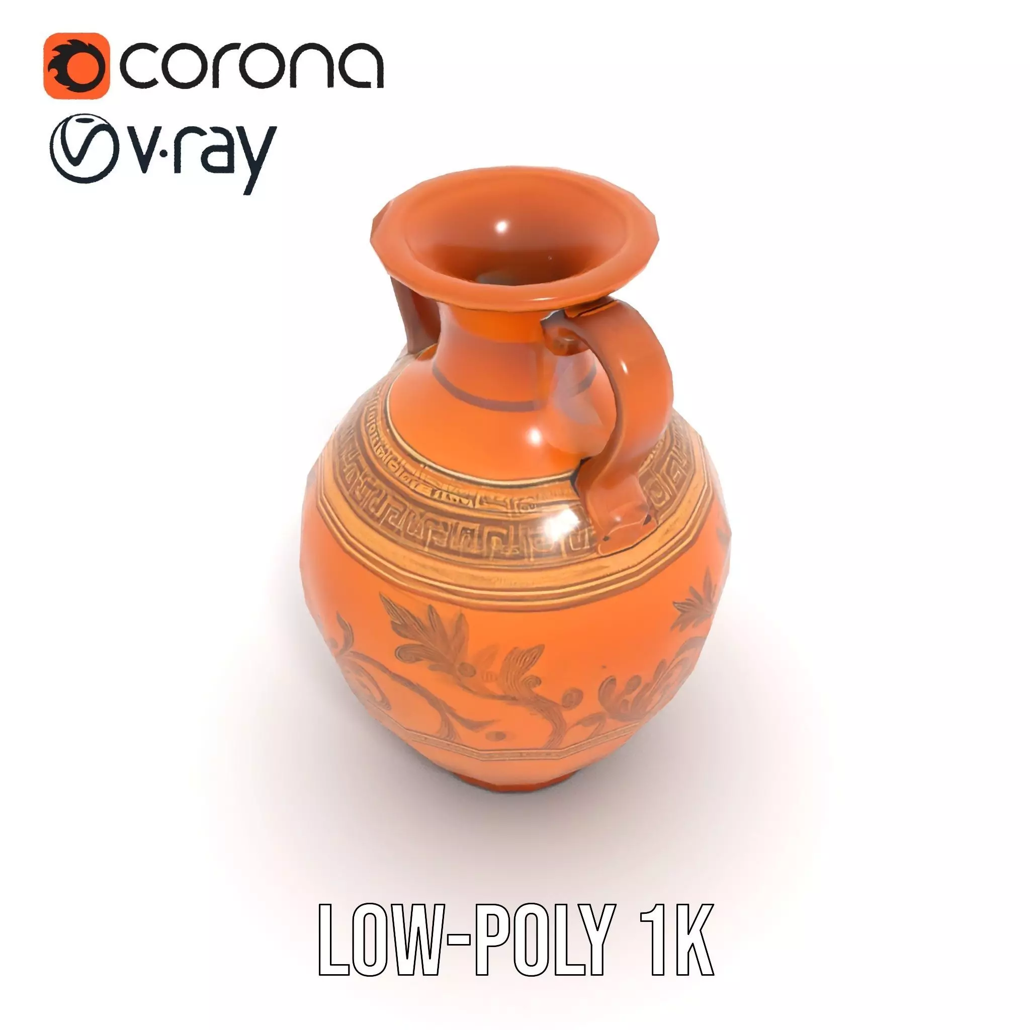 Elegant Terracotta Amphora model pack Low-poly 3D model_14