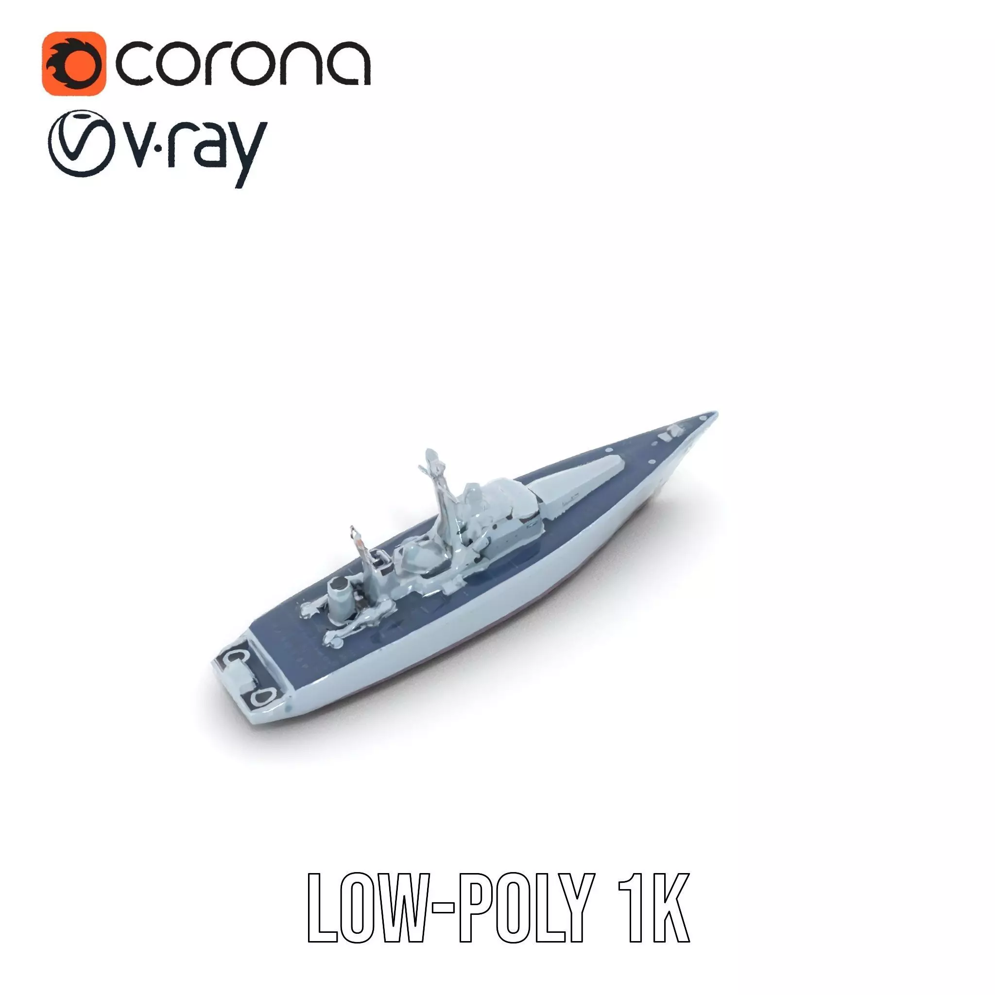 Navy Frigate Warship model pack Low-poly 3D model_12