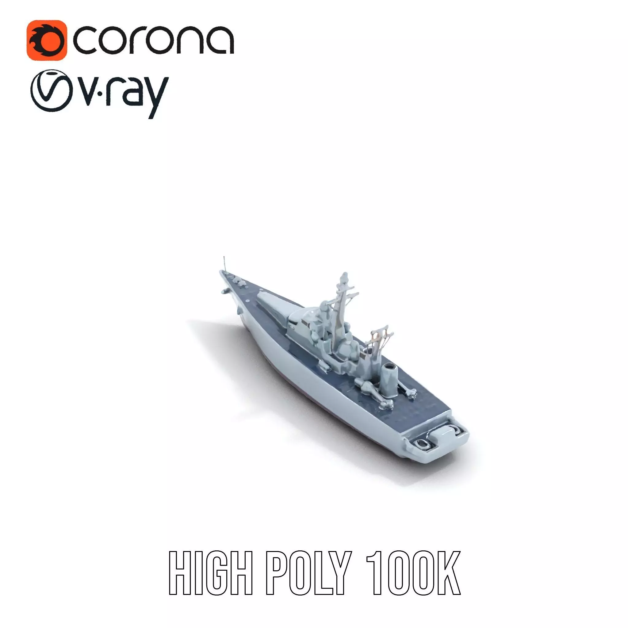 Navy Frigate Warship model pack Low-poly 3D model_15