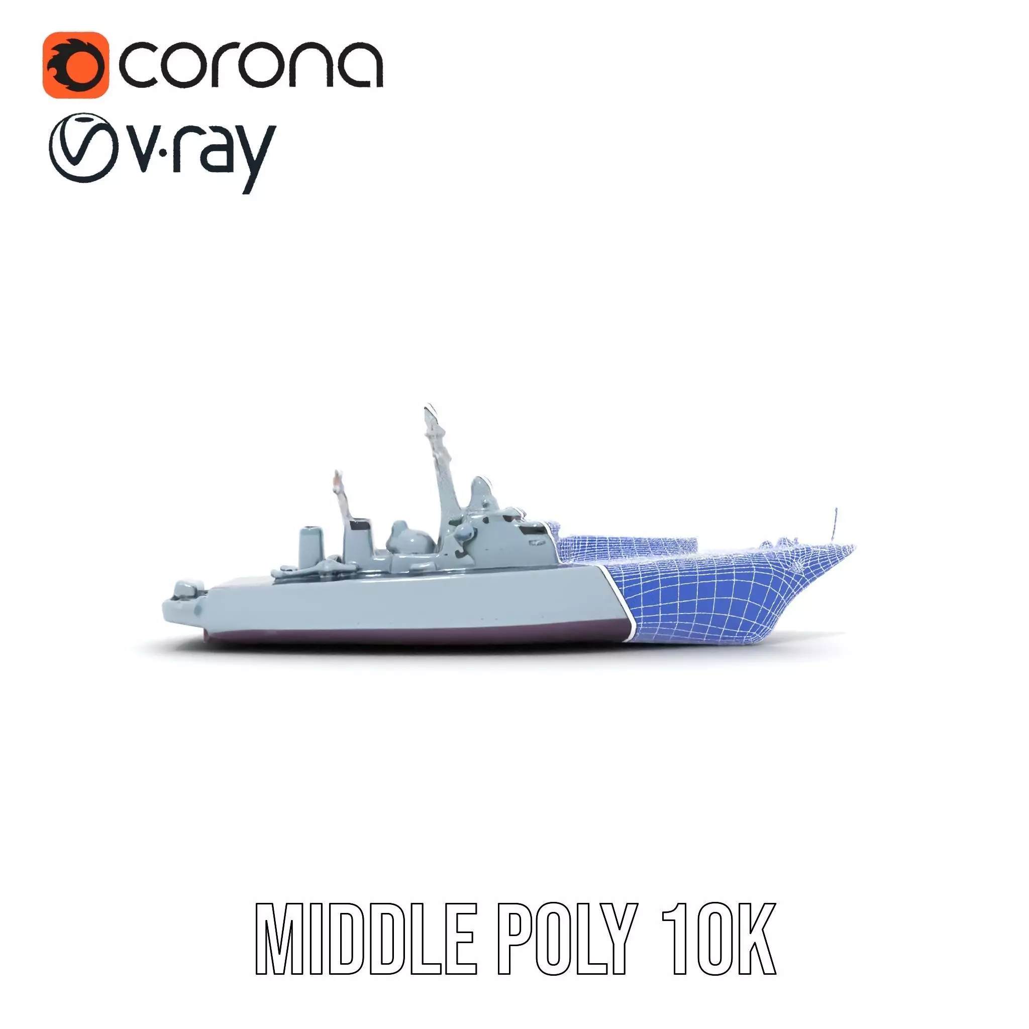 Navy Frigate Warship model pack Low-poly 3D model_30