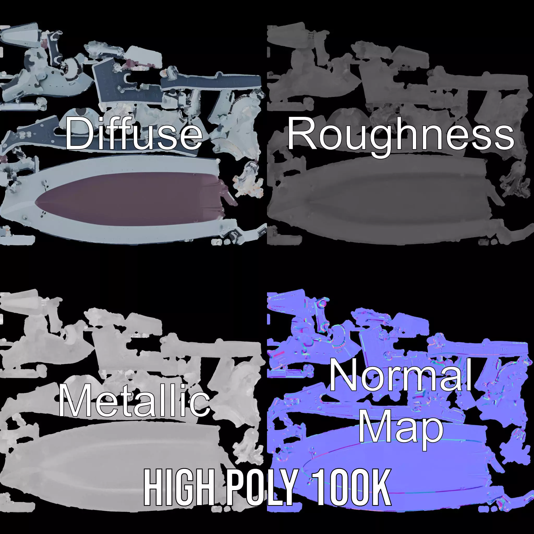 Navy Frigate Warship model pack Low-poly 3D model_3