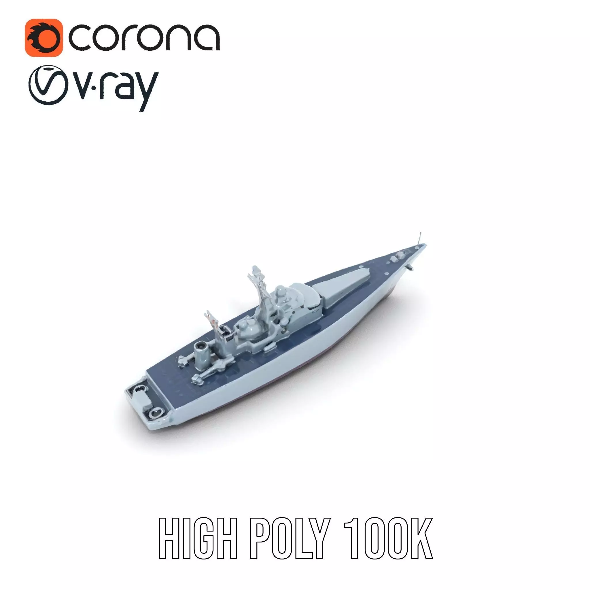 Navy Frigate Warship model pack Low-poly 3D model_24