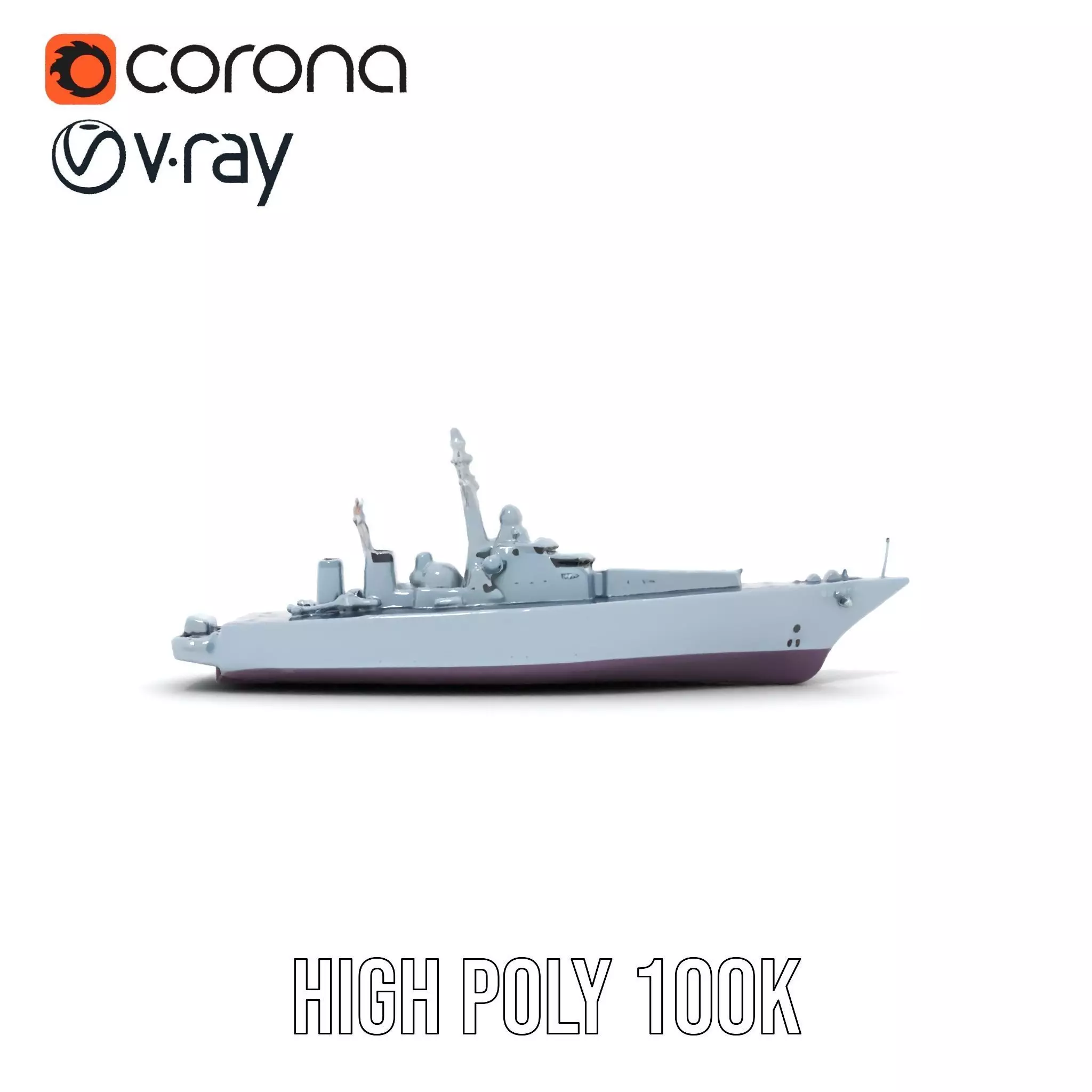 Navy Frigate Warship model pack Low-poly 3D model_18