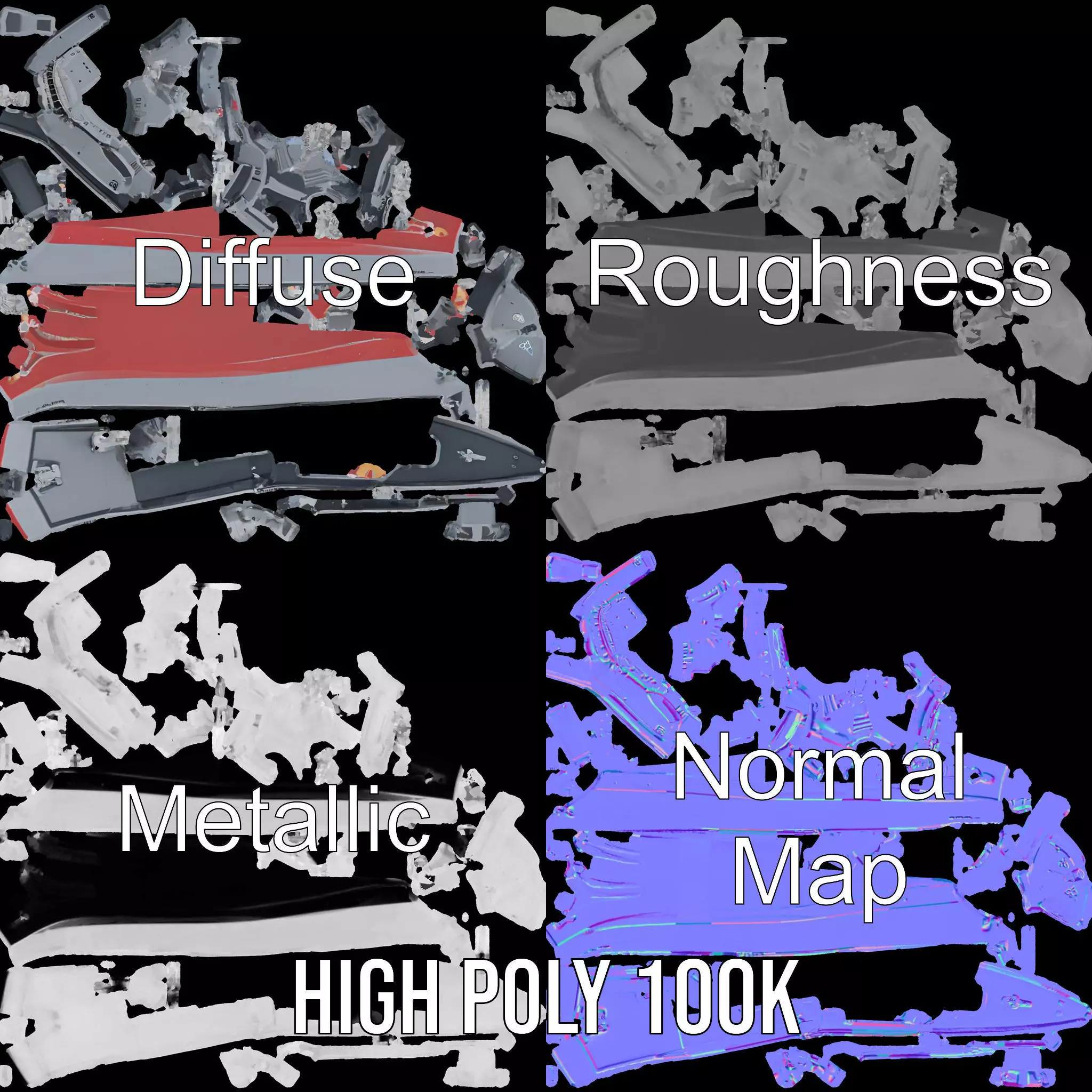 Modern Naval Destroyer model pack Low-poly 3D model_3