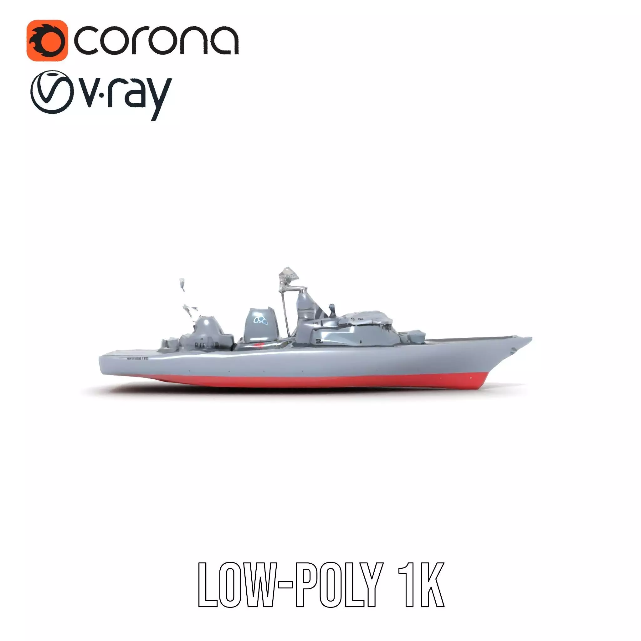 Modern Naval Destroyer model pack Low-poly 3D model_9