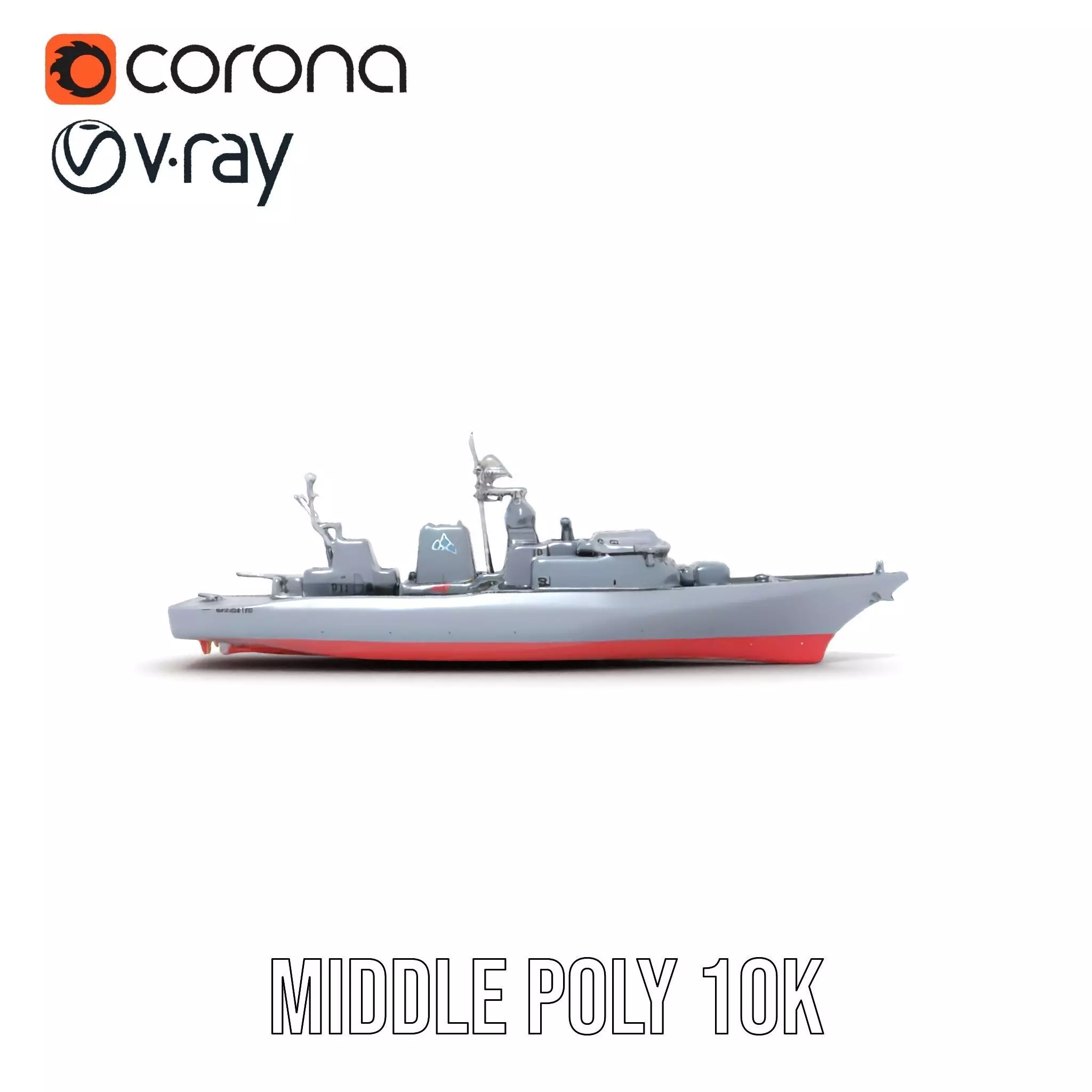 Modern Naval Destroyer model pack Low-poly 3D model_18