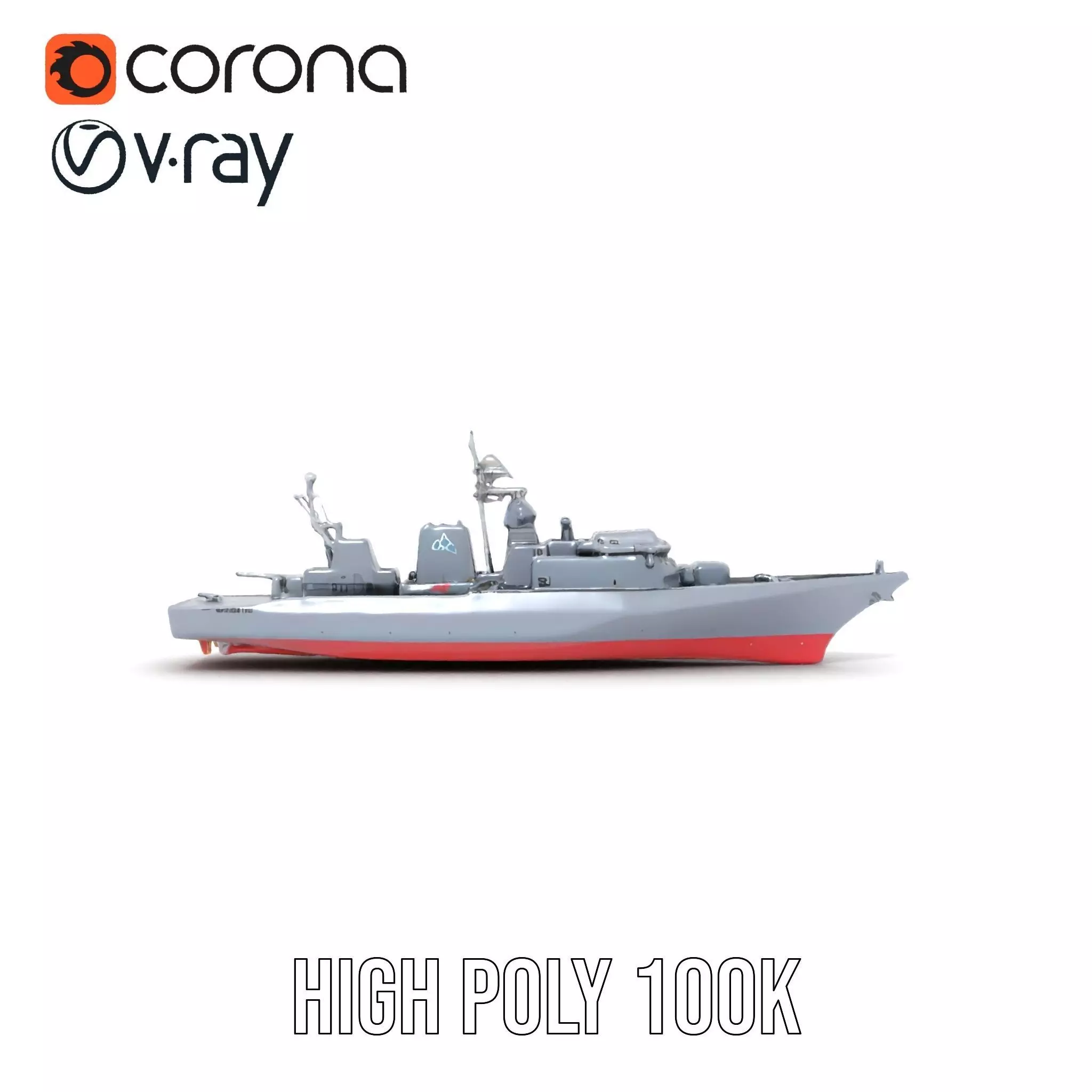 Modern Naval Destroyer model pack Low-poly 3D model_23
