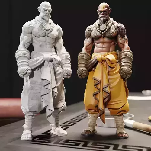 Epic Warrior Monk 3D Printable Model Figure for Painting