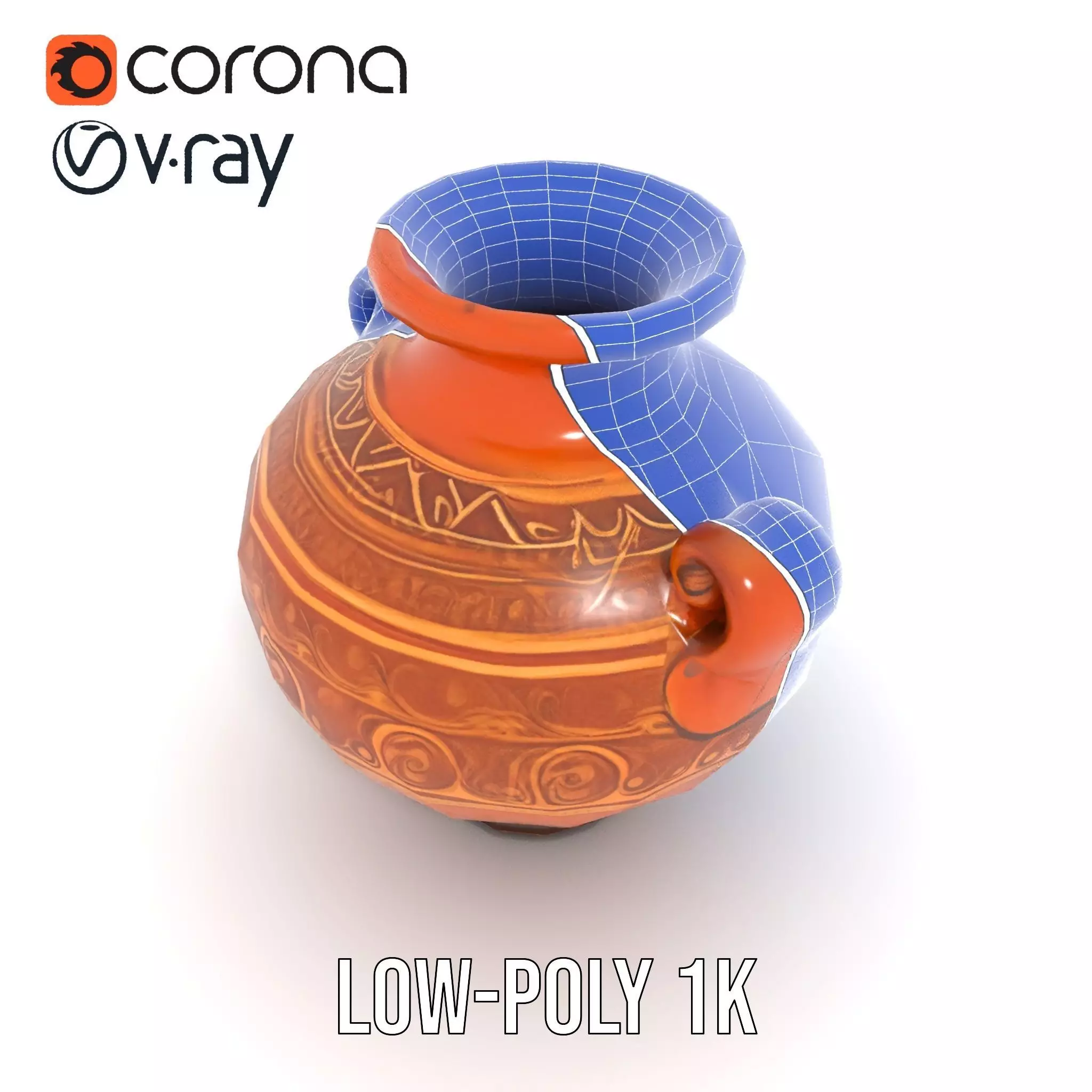 Elegant Terracotta Vase model pack Low-poly 3D model_9