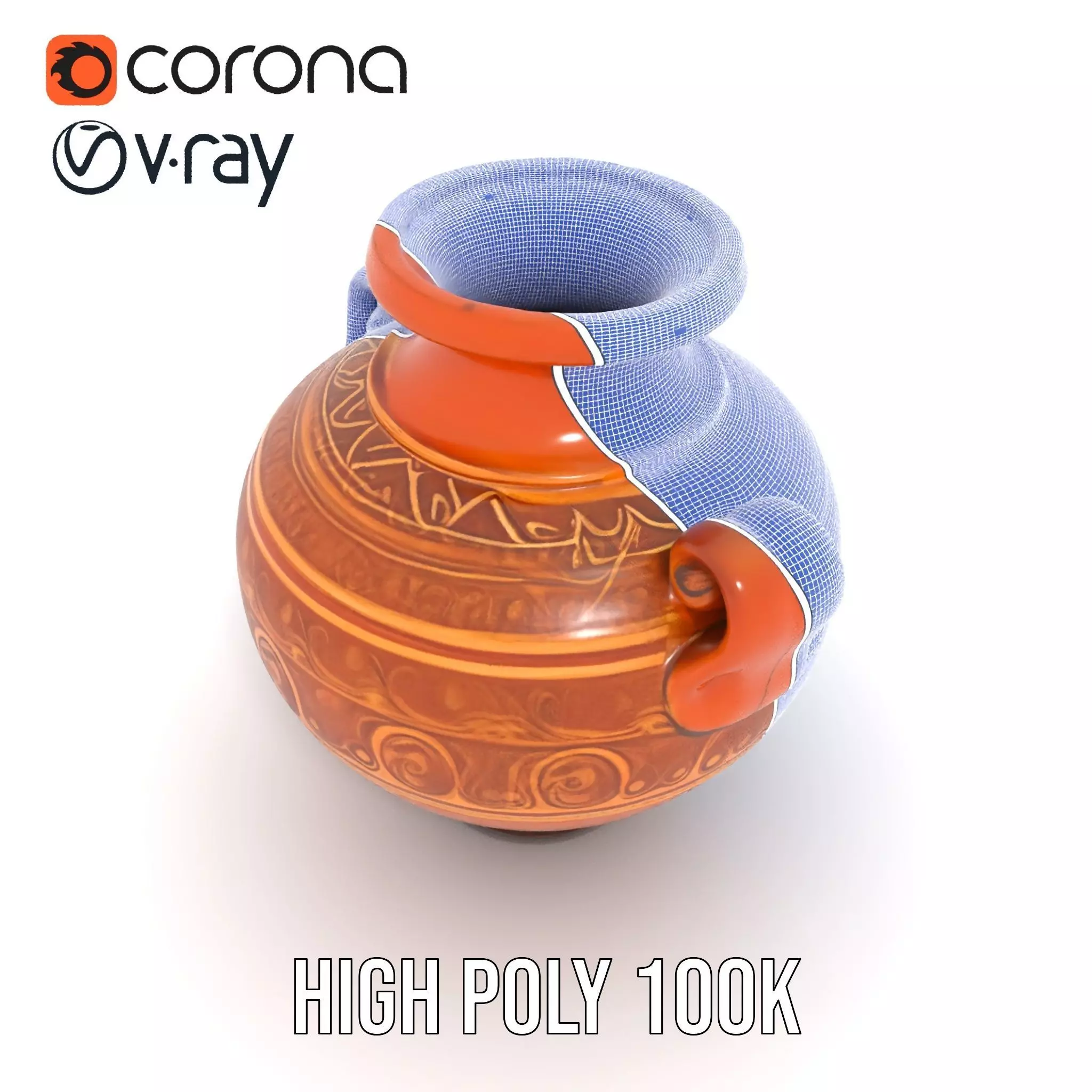 Elegant Terracotta Vase model pack Low-poly 3D model_26