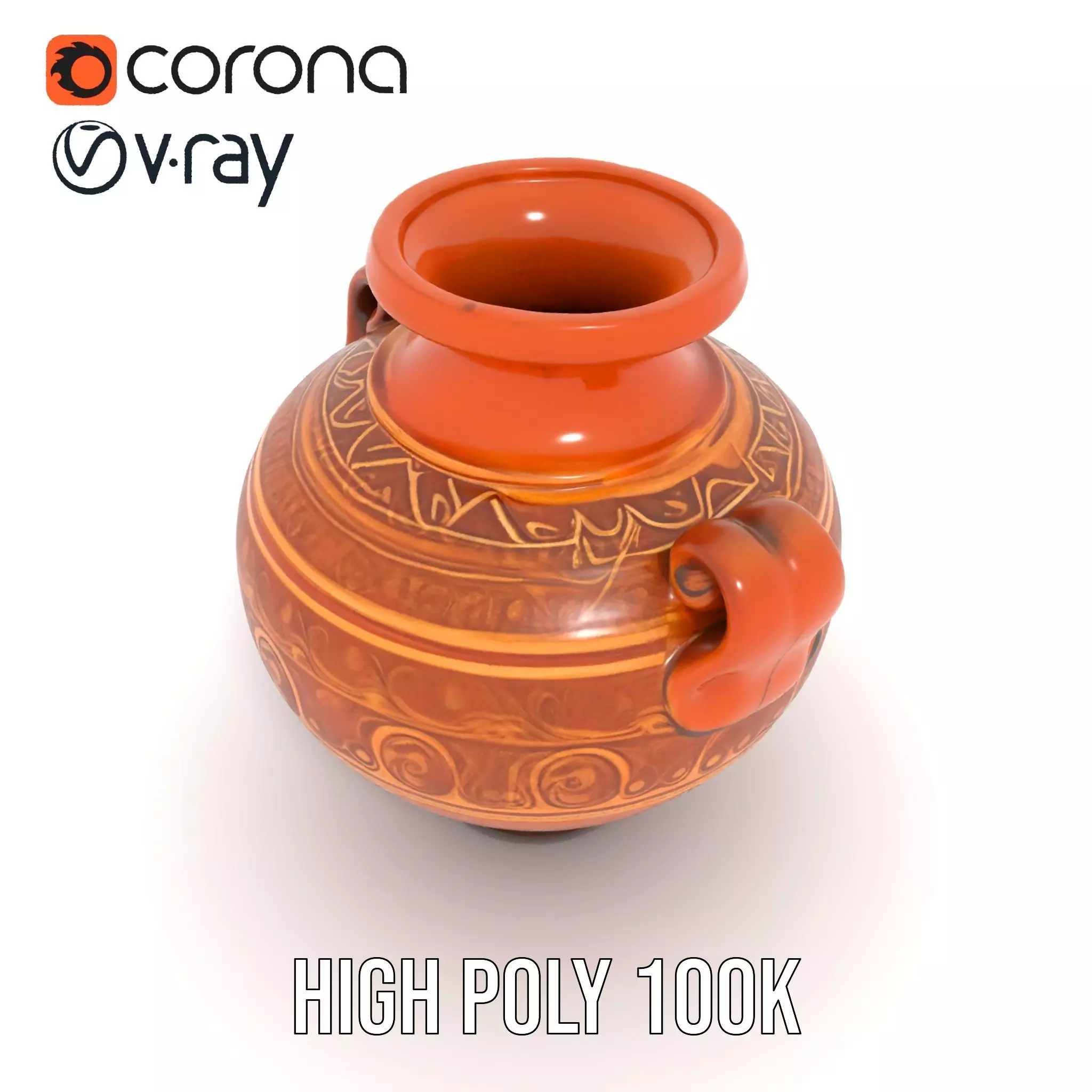 Elegant Terracotta Vase model pack Low-poly 3D model_20