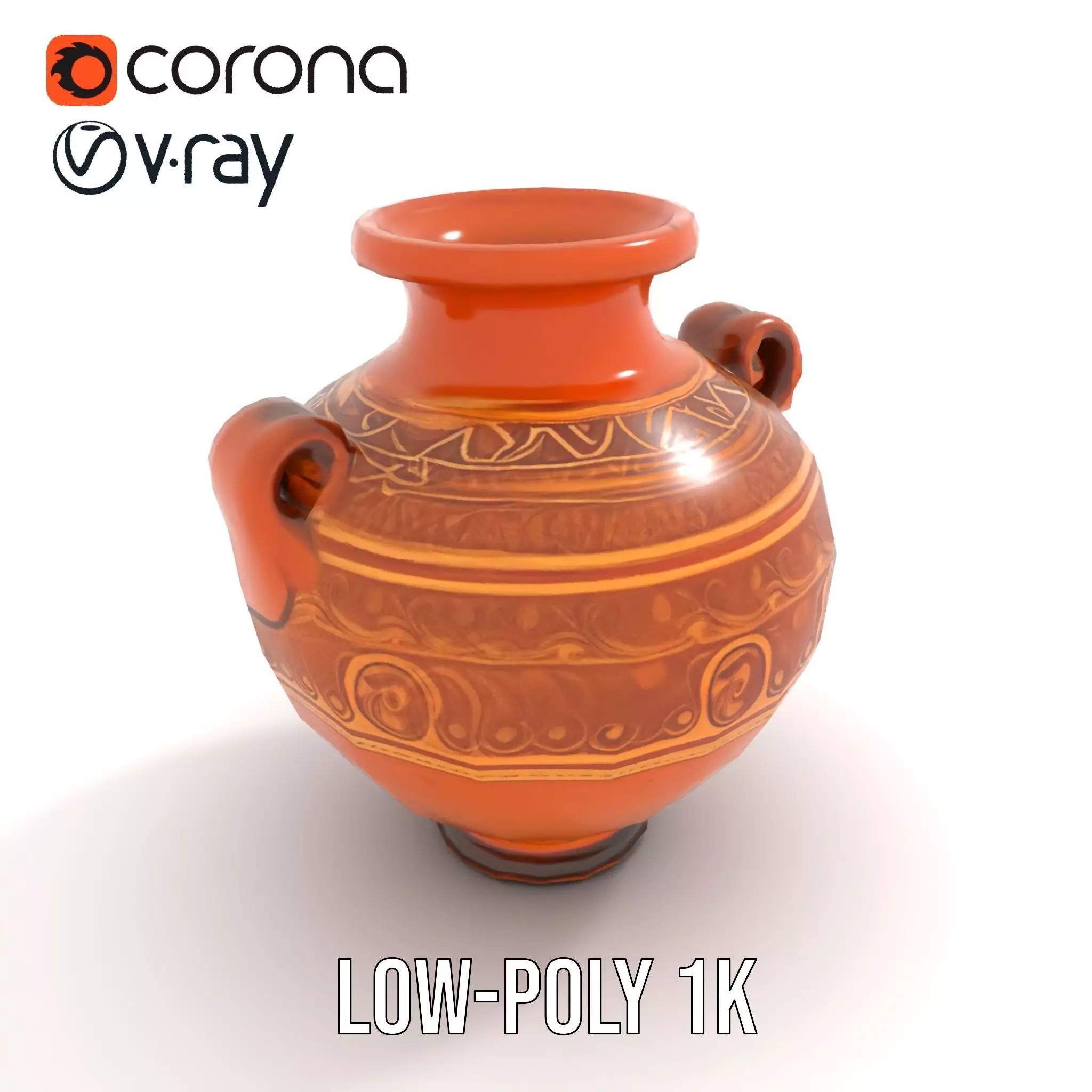 Elegant Terracotta Vase model pack Low-poly 3D model_25