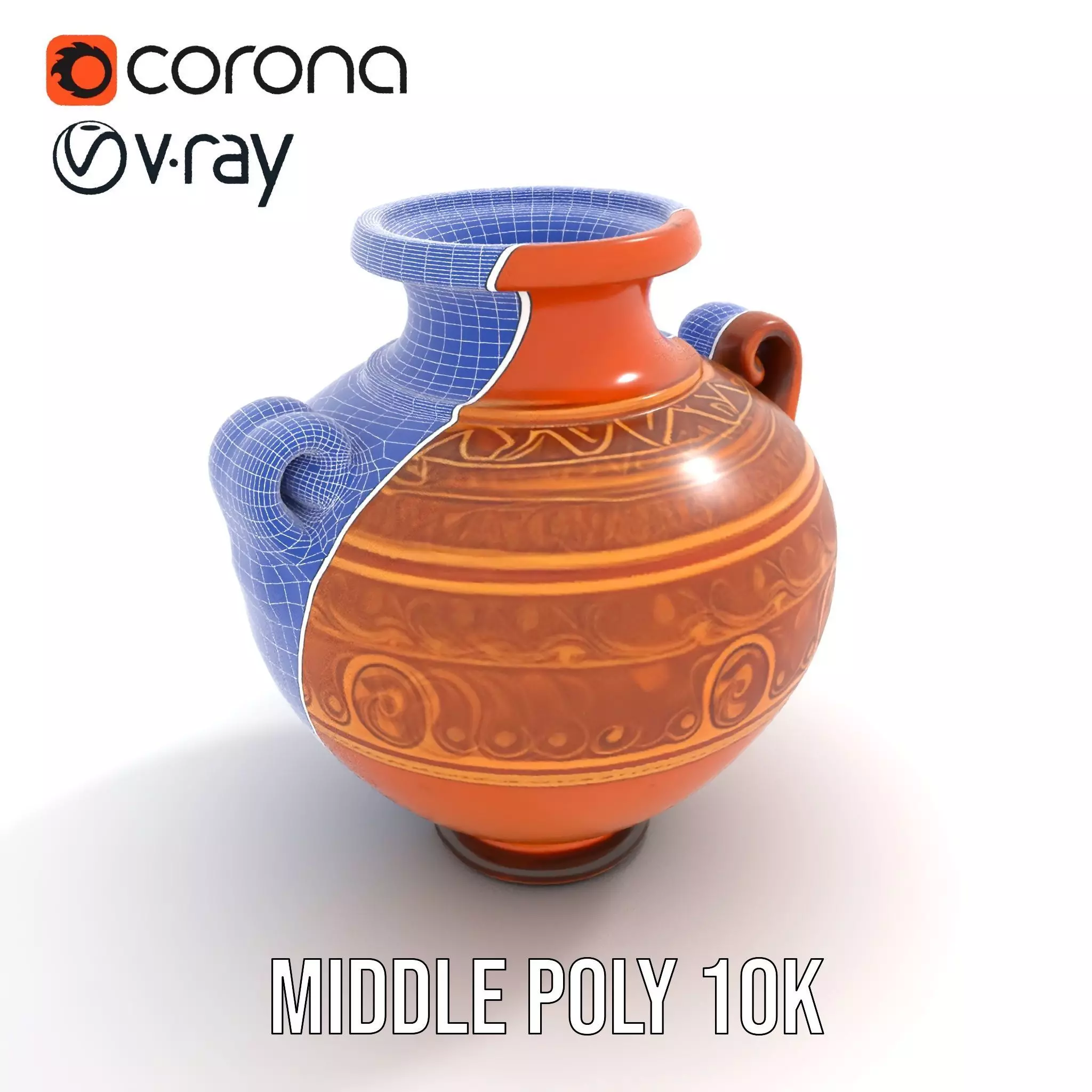 Elegant Terracotta Vase model pack Low-poly 3D model_10