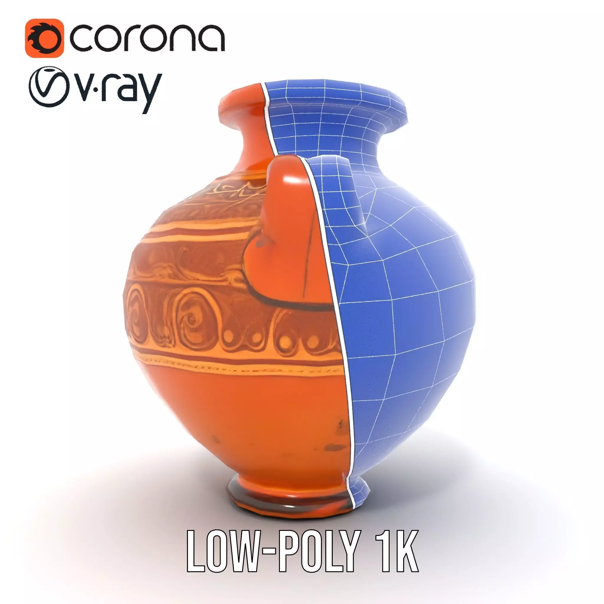 Elegant Terracotta Vase model pack Low-poly 3D model_31