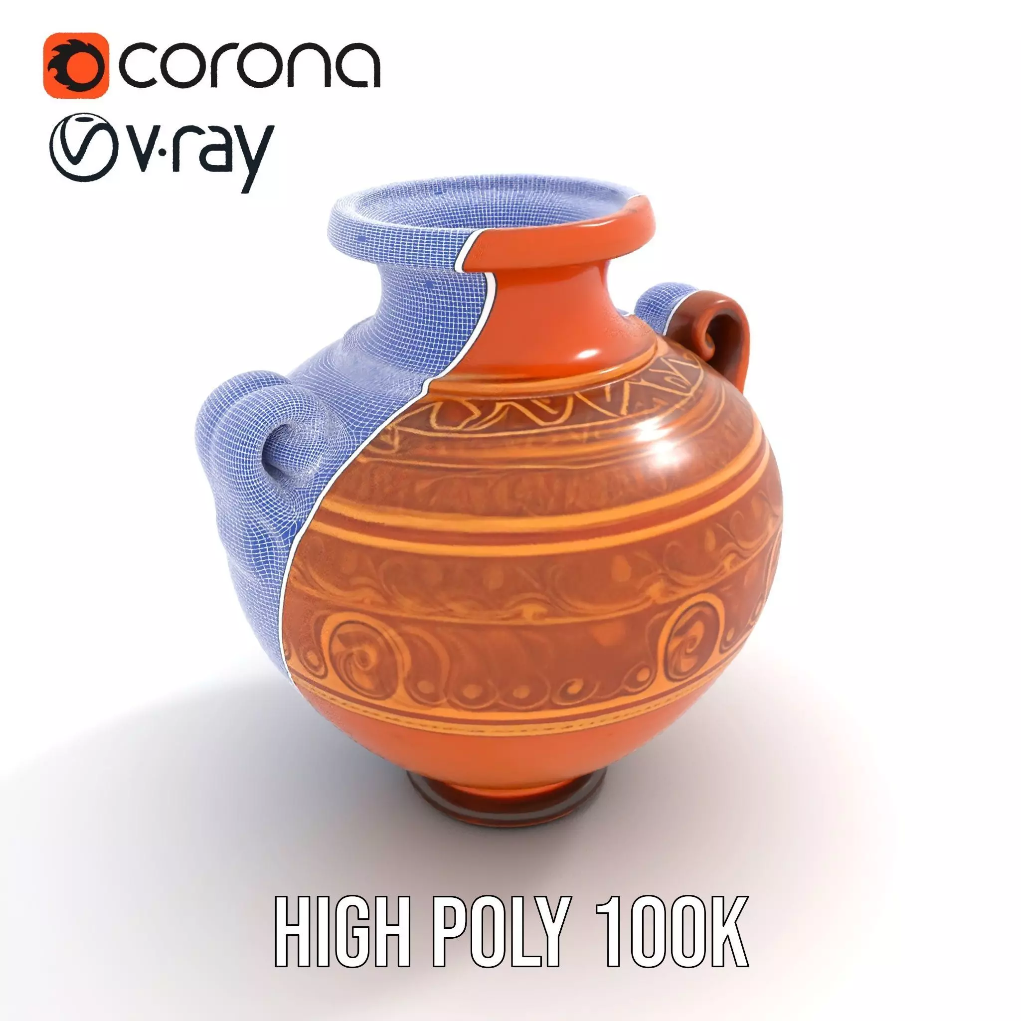 Elegant Terracotta Vase model pack Low-poly 3D model_33