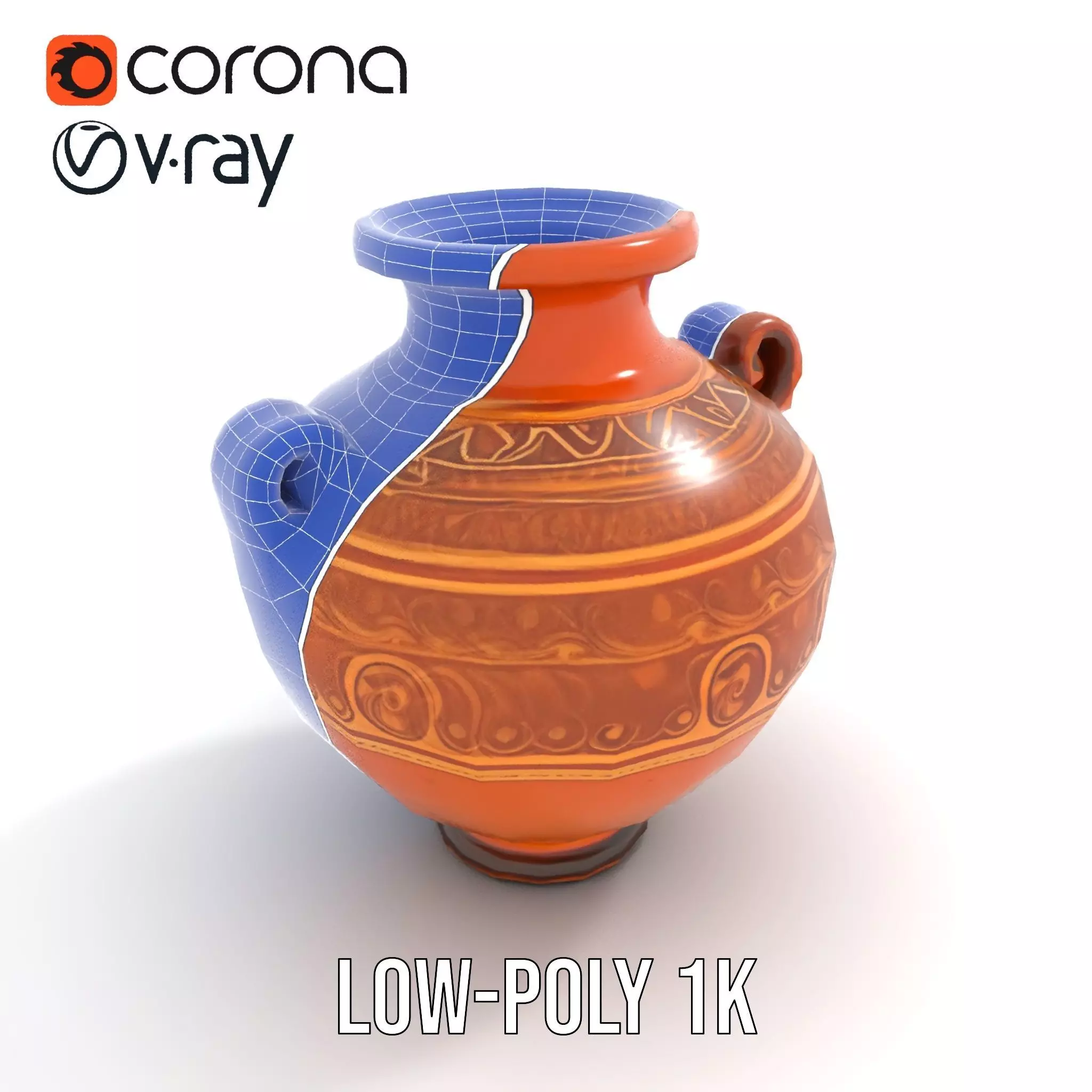 Elegant Terracotta Vase model pack Low-poly 3D model_19