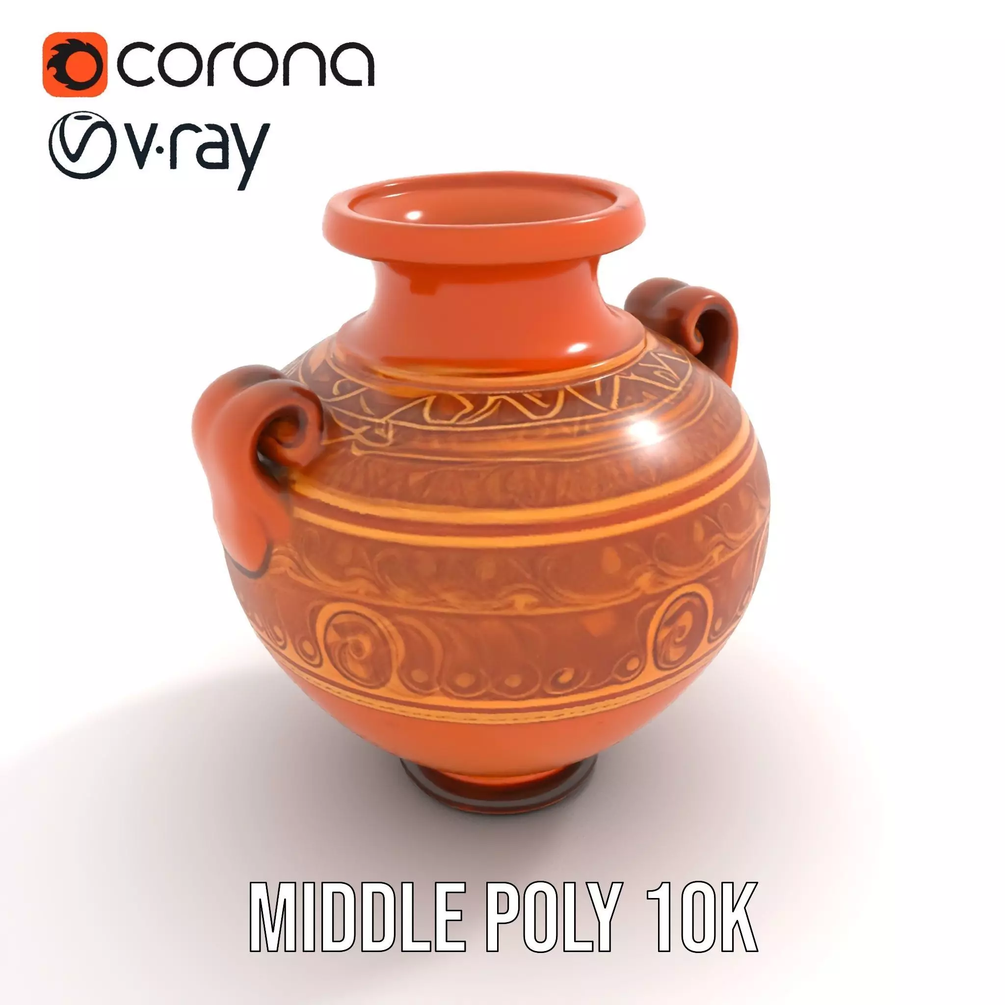 Elegant Terracotta Vase model pack Low-poly 3D model_6