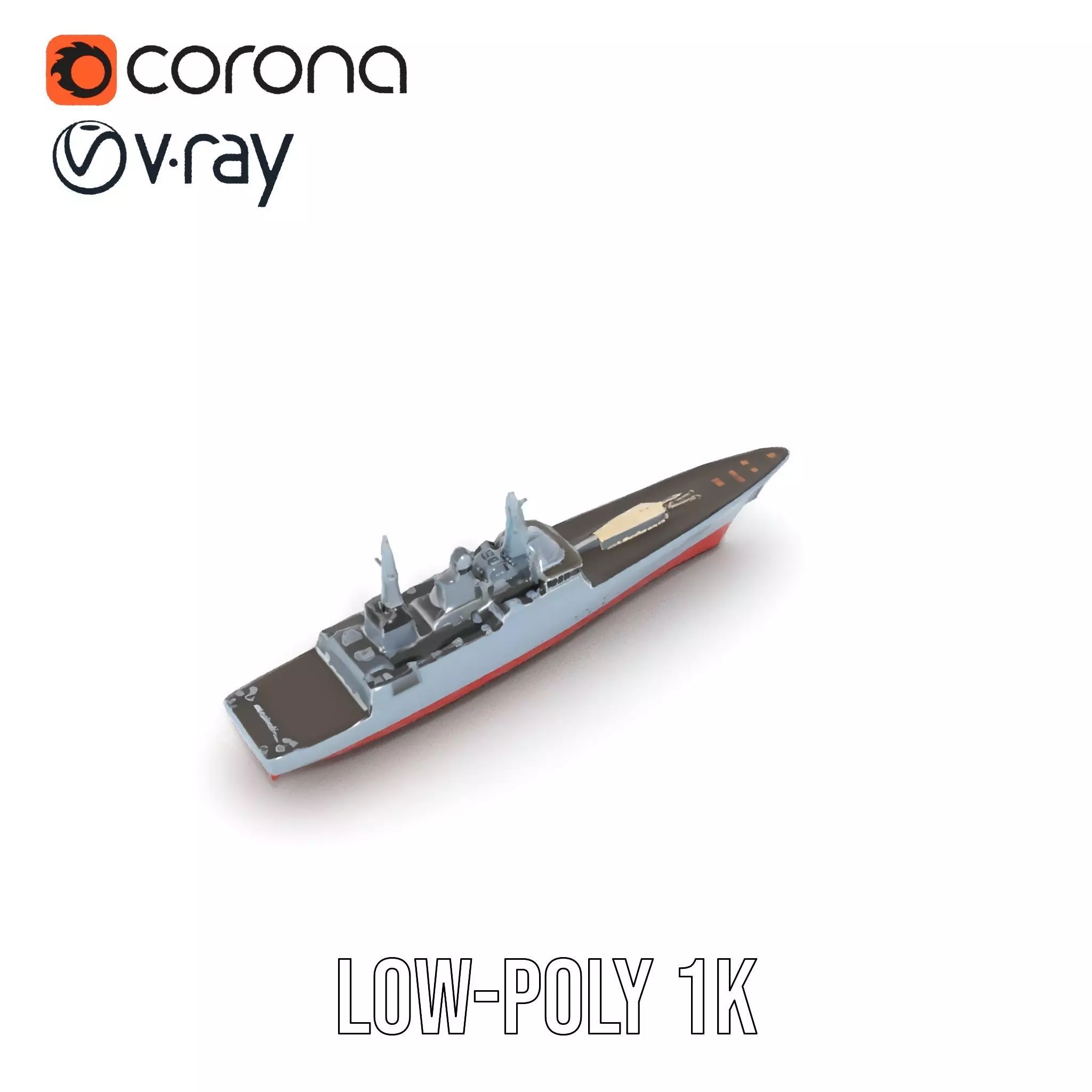 Modern Battleship Navy model pack Low-poly 3D model_12