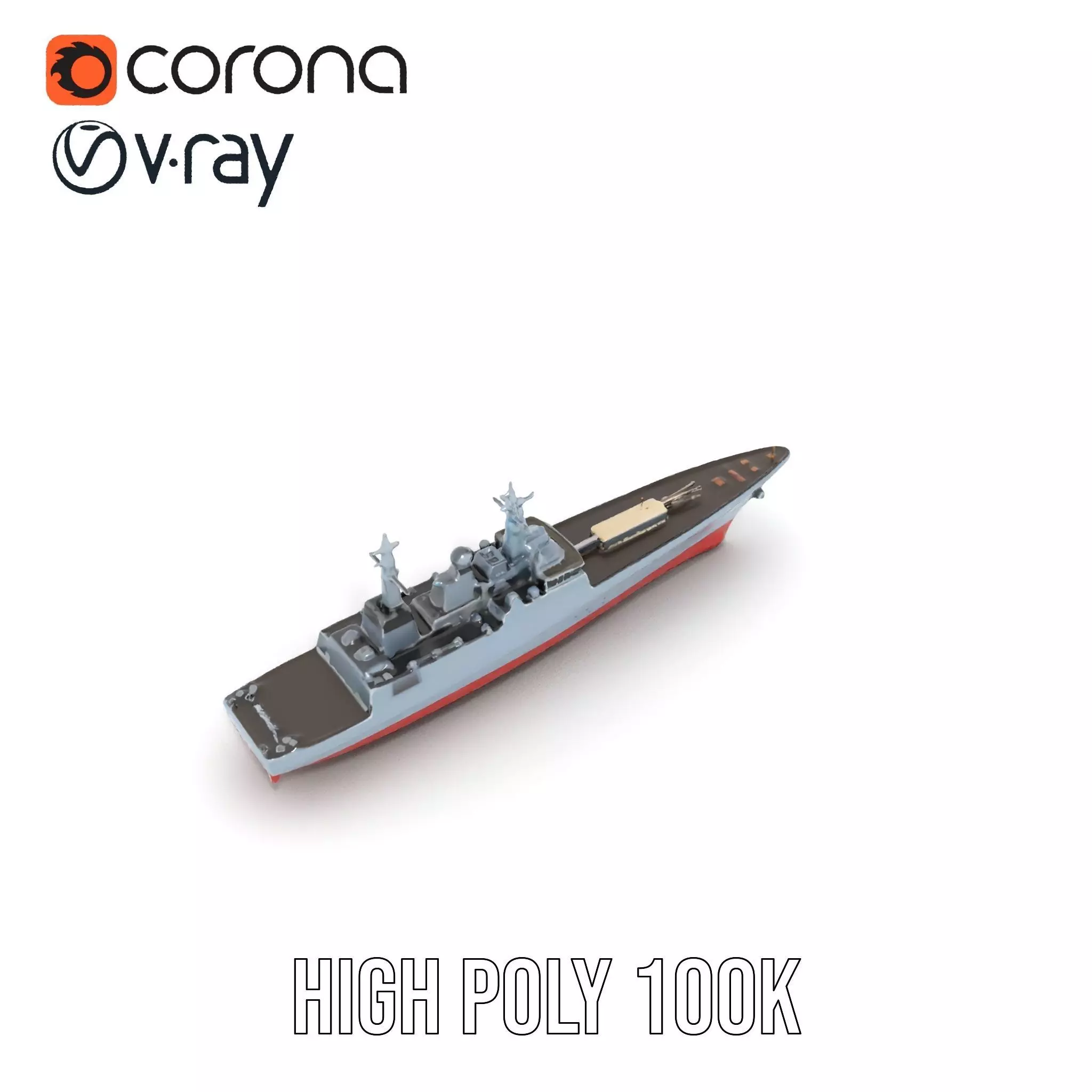 Modern Battleship Navy model pack Low-poly 3D model_15