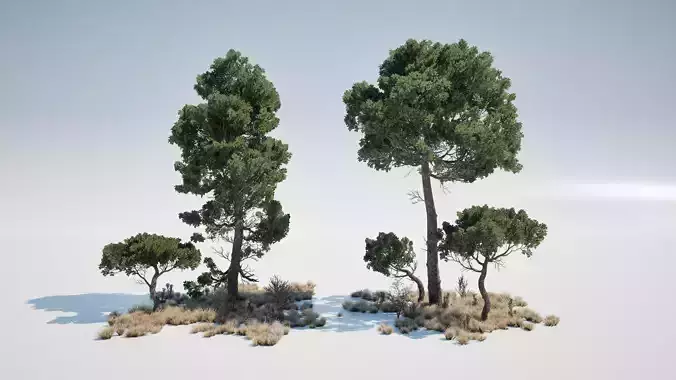 Game Ready Tree Set 02 - UE5 Low-poly 3D model