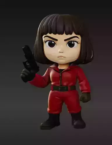 Tokyo La Casa de Papel Chibi Style 3D Model