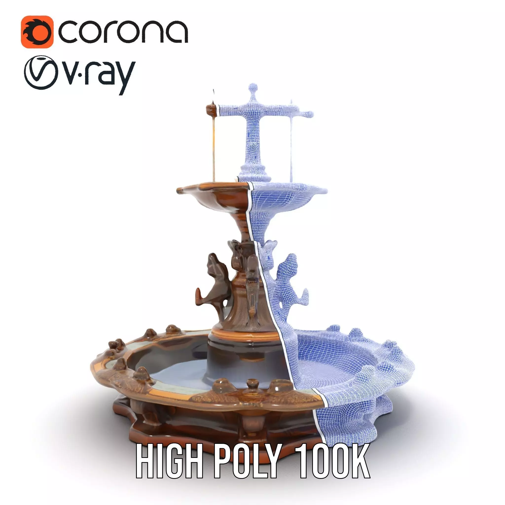 Bronze Ornate Fountain model pack Low-poly 3D model_26
