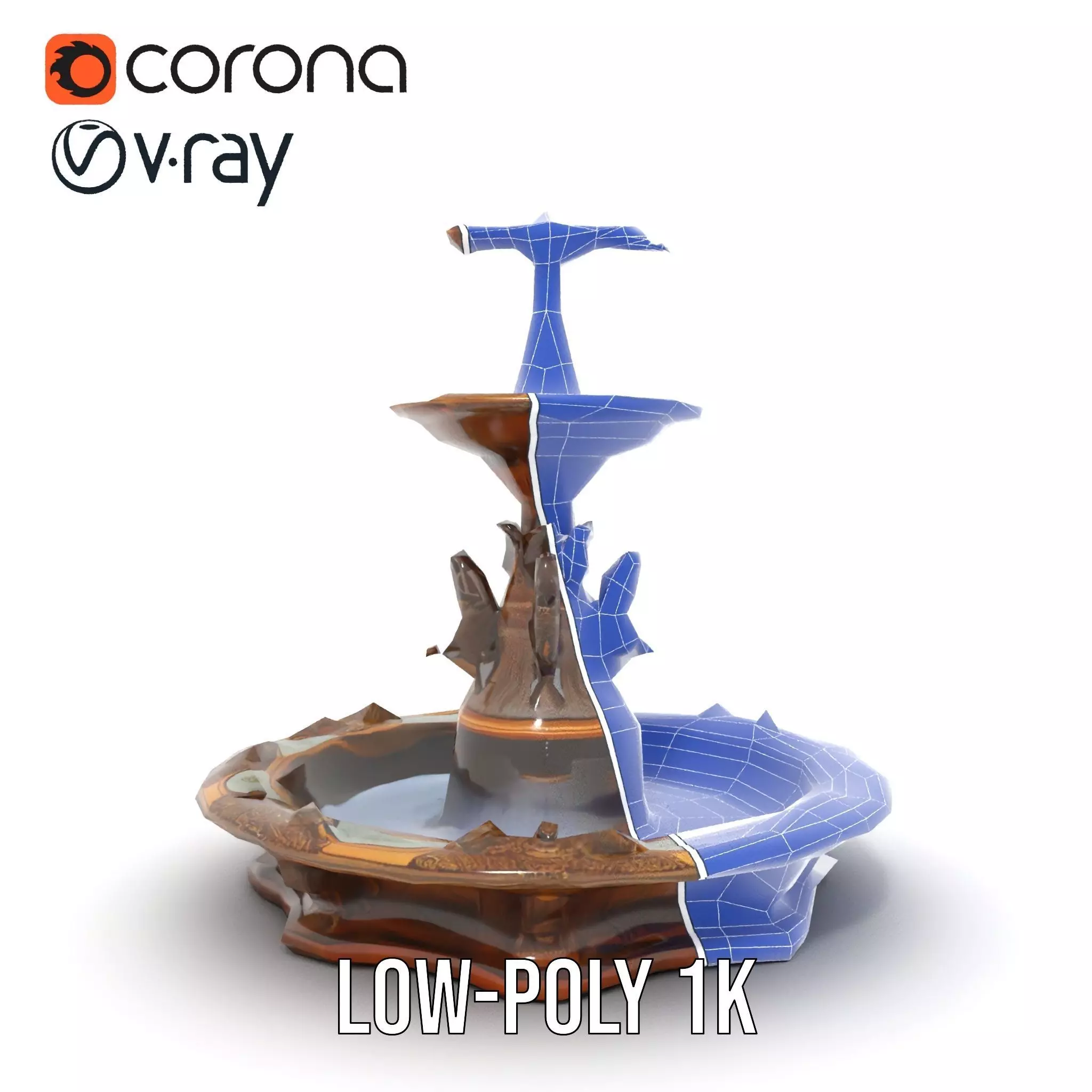 Bronze Ornate Fountain model pack Low-poly 3D model_22