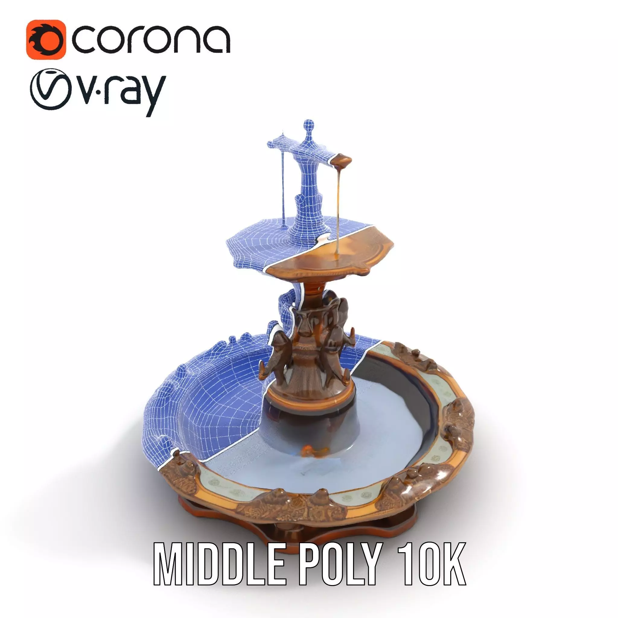 Bronze Ornate Fountain model pack Low-poly 3D model_21