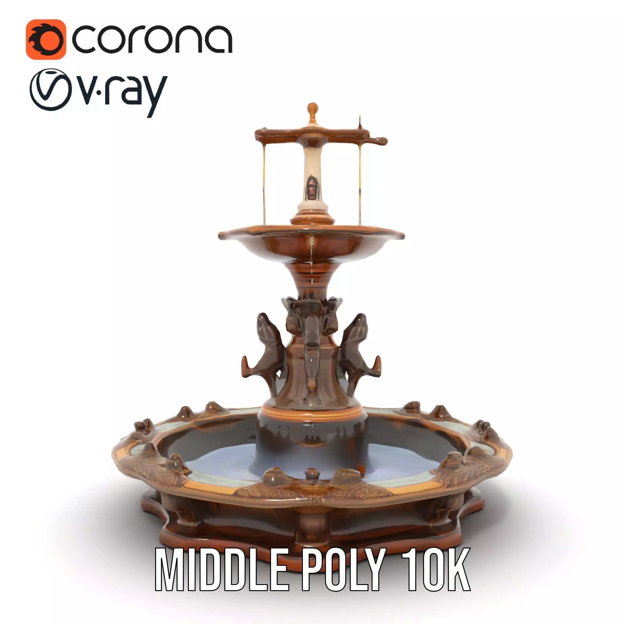 Bronze Ornate Fountain model pack Low-poly 3D model_24