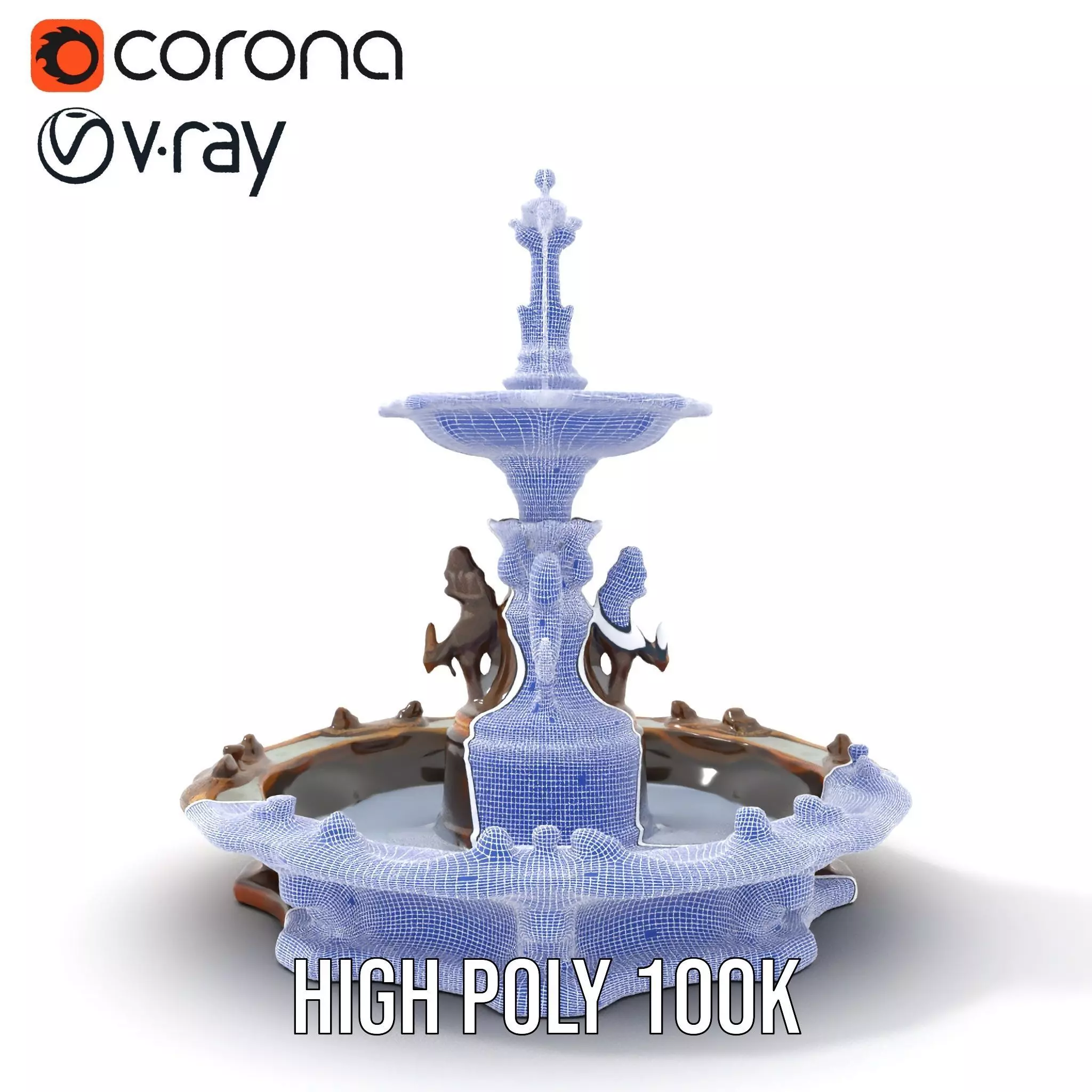 Bronze Ornate Fountain model pack Low-poly 3D model_33