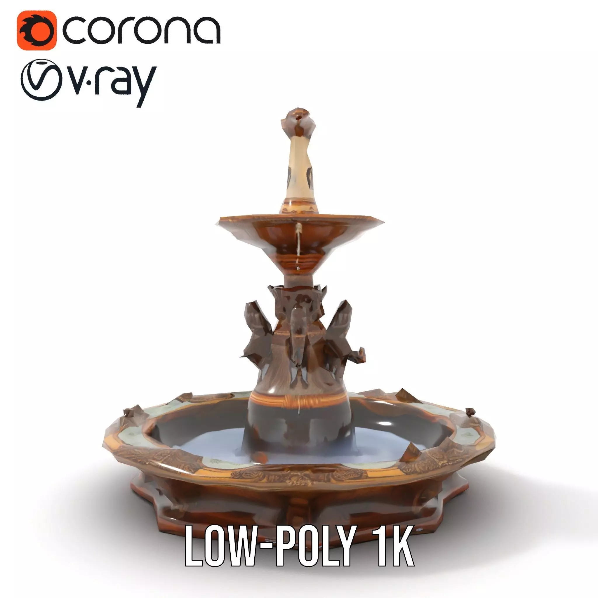 Bronze Ornate Fountain model pack Low-poly 3D model_12