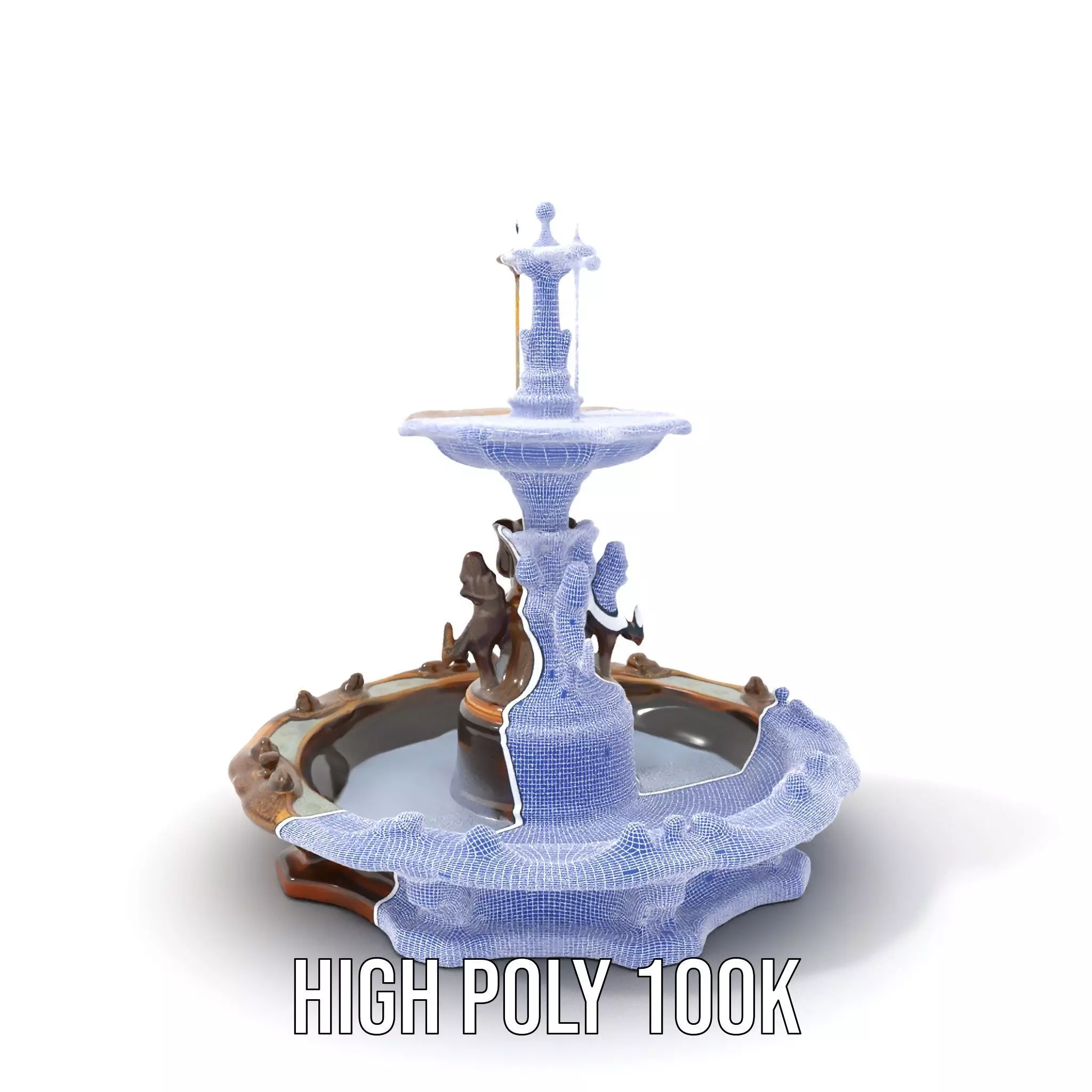 Bronze Ornate Fountain model pack Low-poly 3D model_4