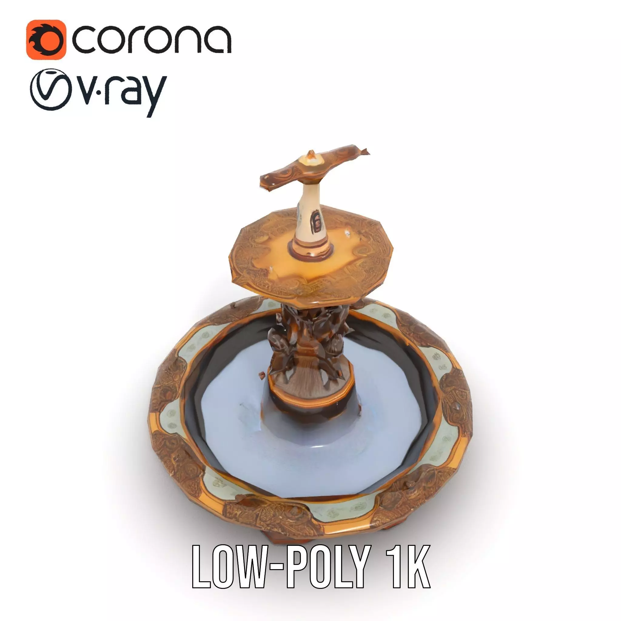 Bronze Ornate Fountain model pack Low-poly 3D model_17