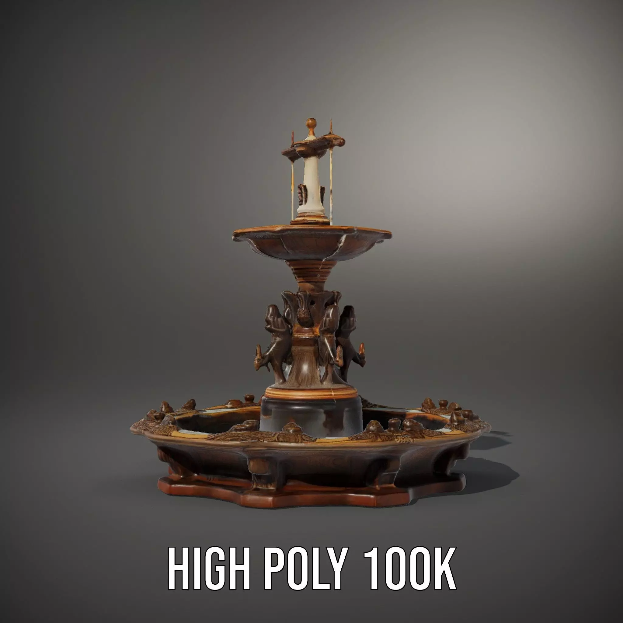Bronze Ornate Fountain model pack Low-poly 3D model_8