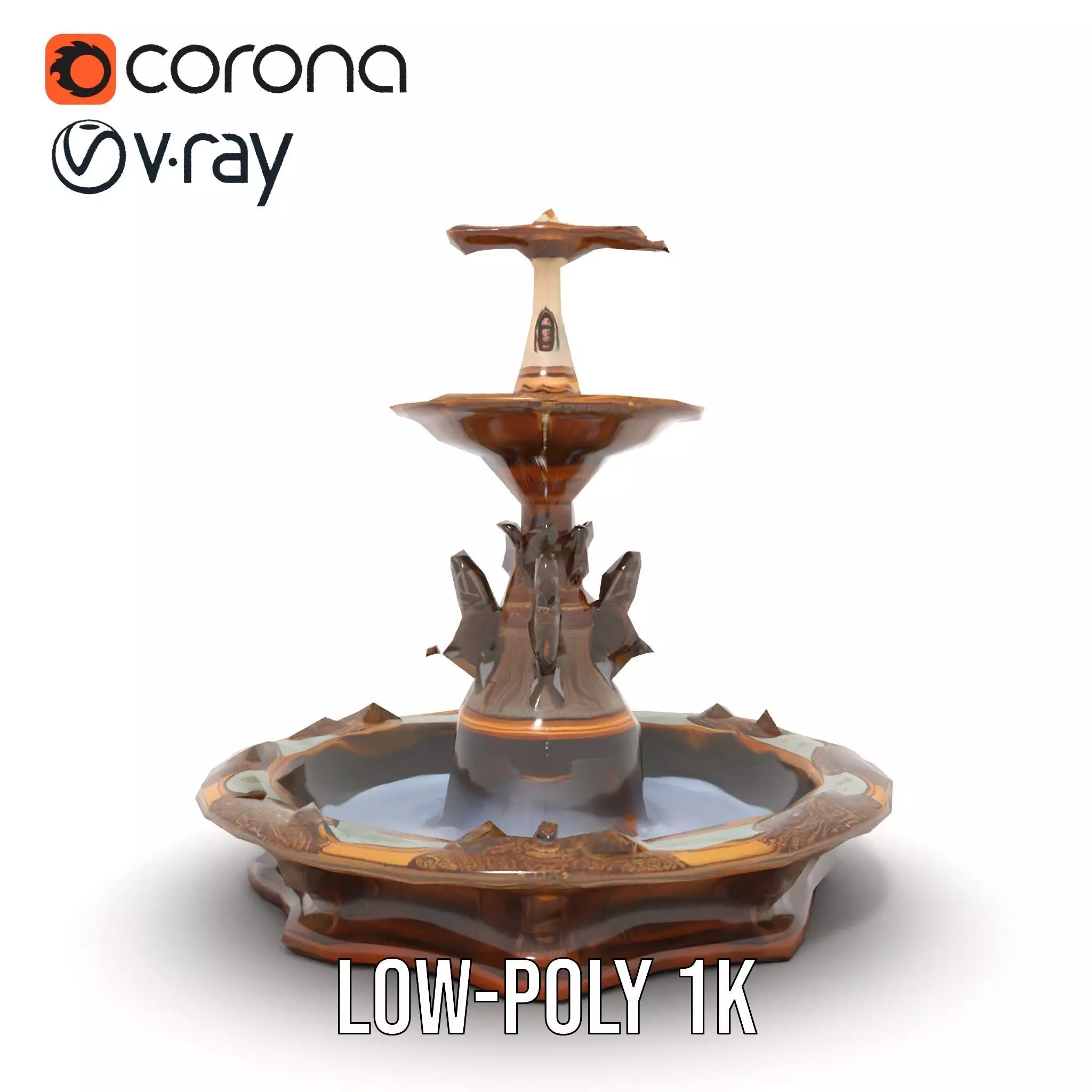 Bronze Ornate Fountain model pack Low-poly 3D model_14