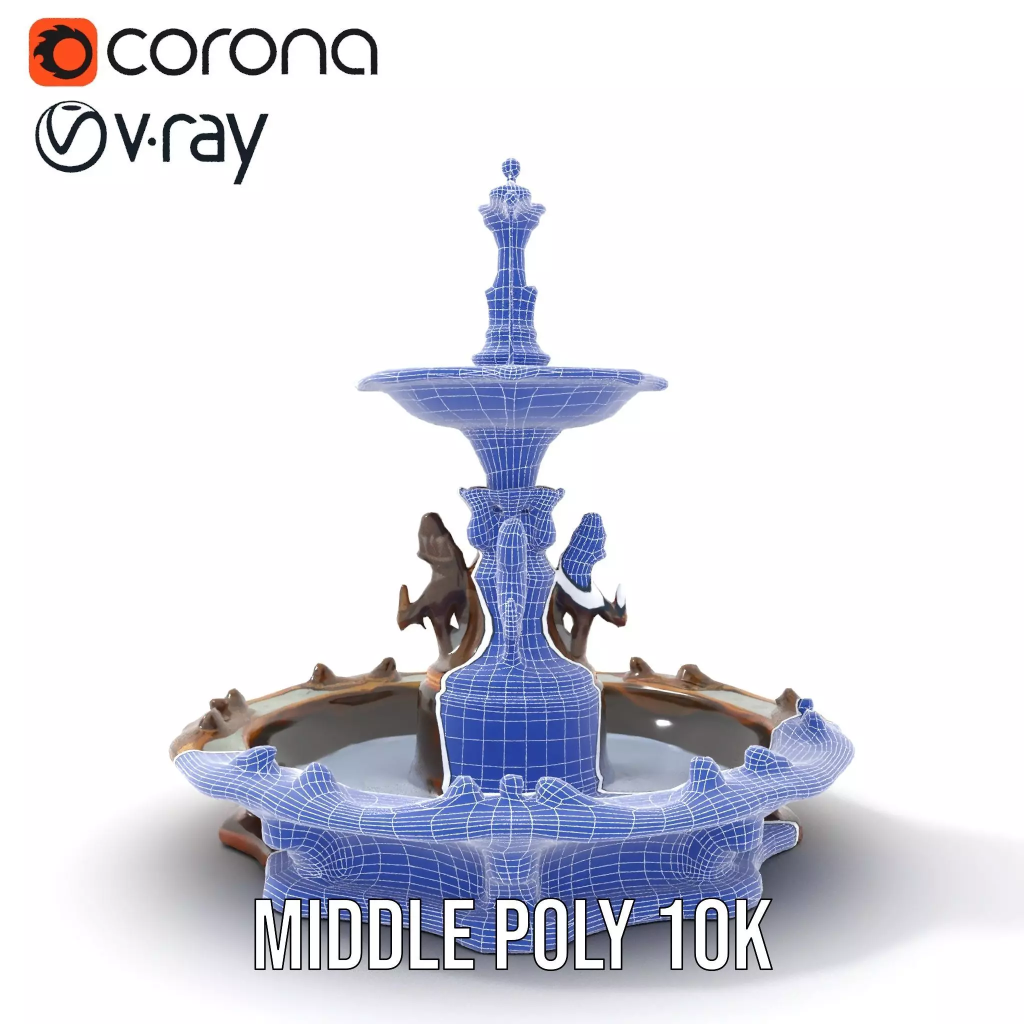 Bronze Ornate Fountain model pack Low-poly 3D model_27