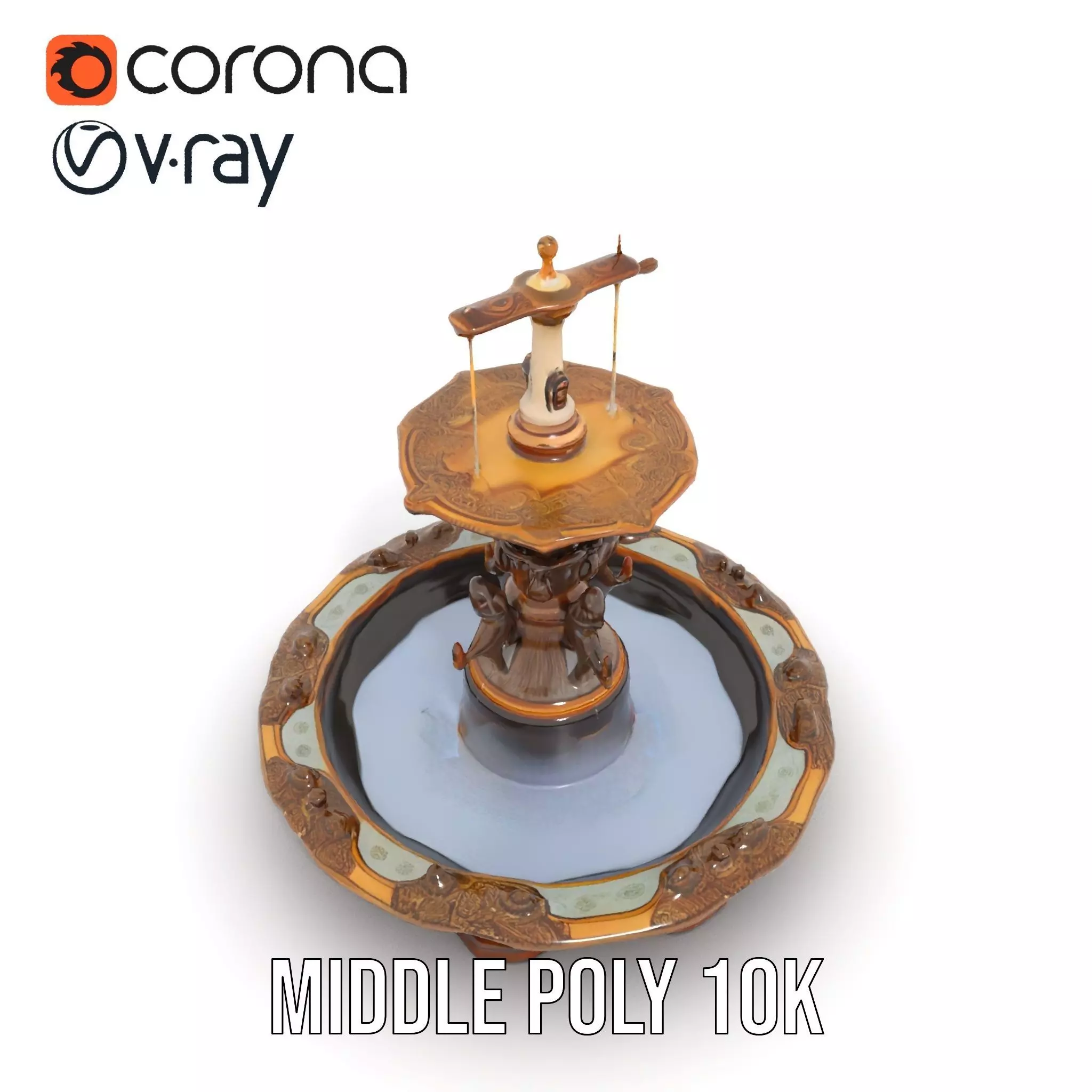 Bronze Ornate Fountain model pack Low-poly 3D model_11