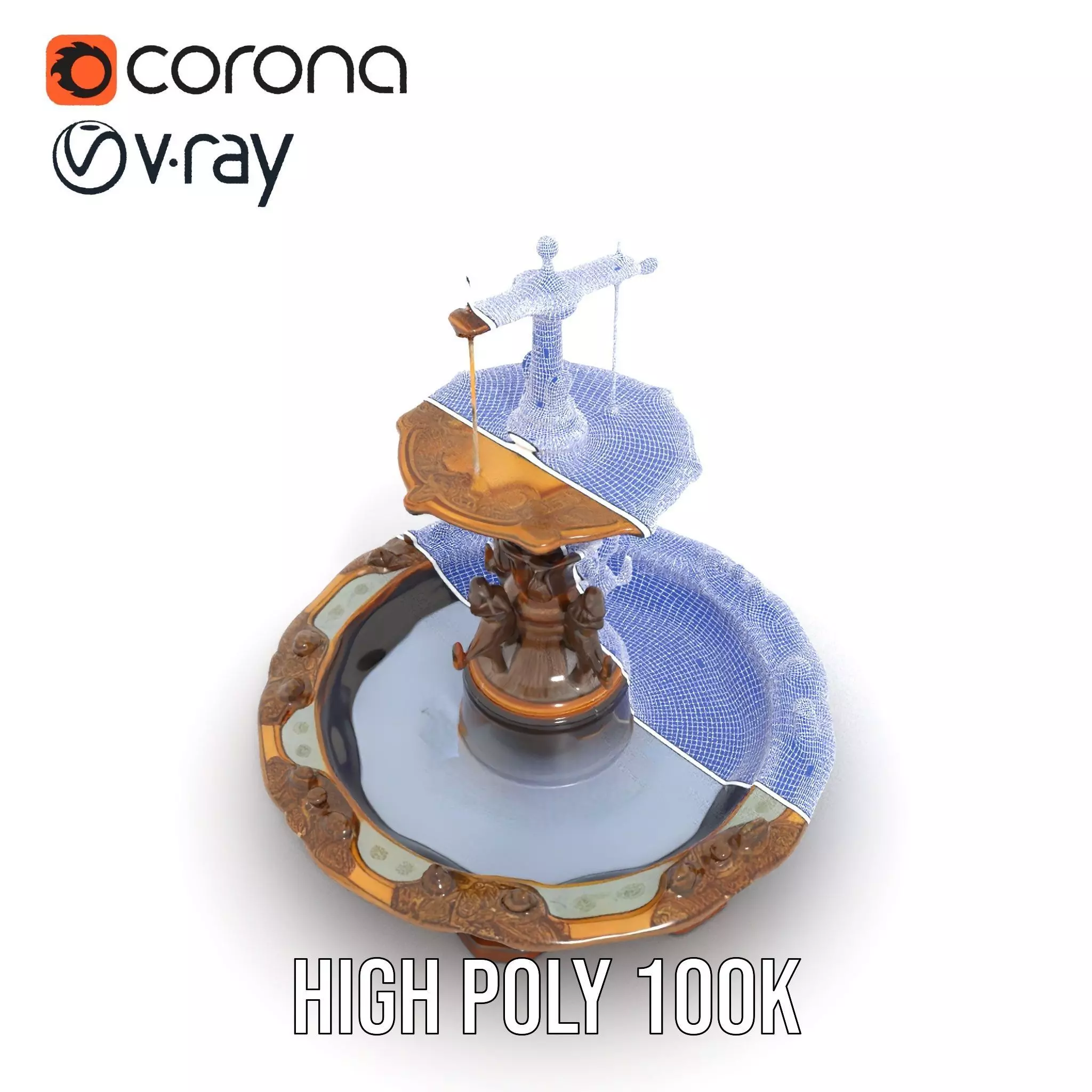 Bronze Ornate Fountain model pack Low-poly 3D model_29