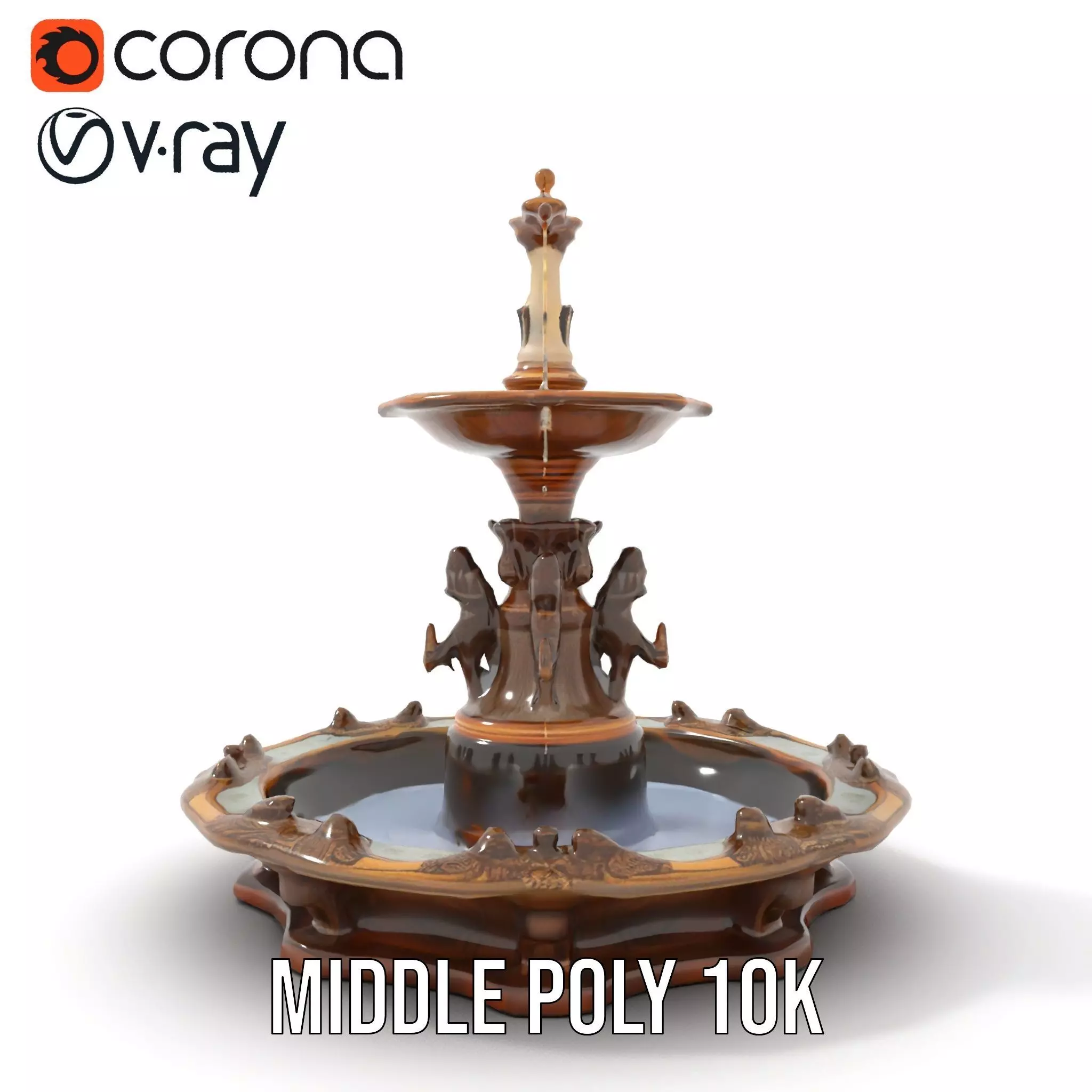 Bronze Ornate Fountain model pack Low-poly 3D model_16