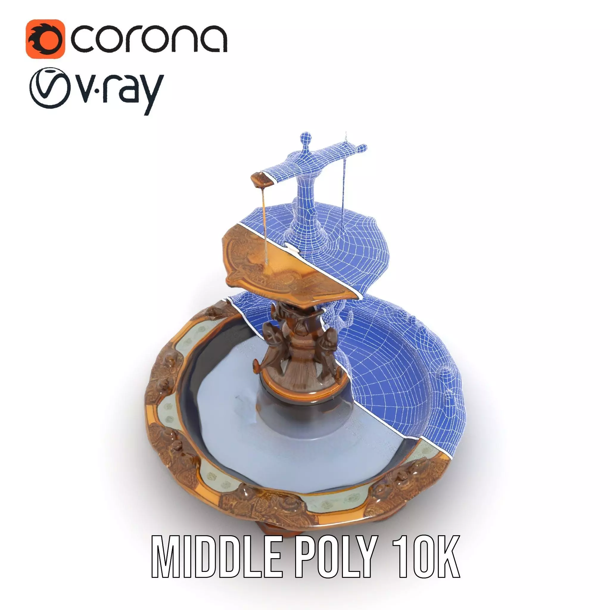 Bronze Ornate Fountain model pack Low-poly 3D model_18