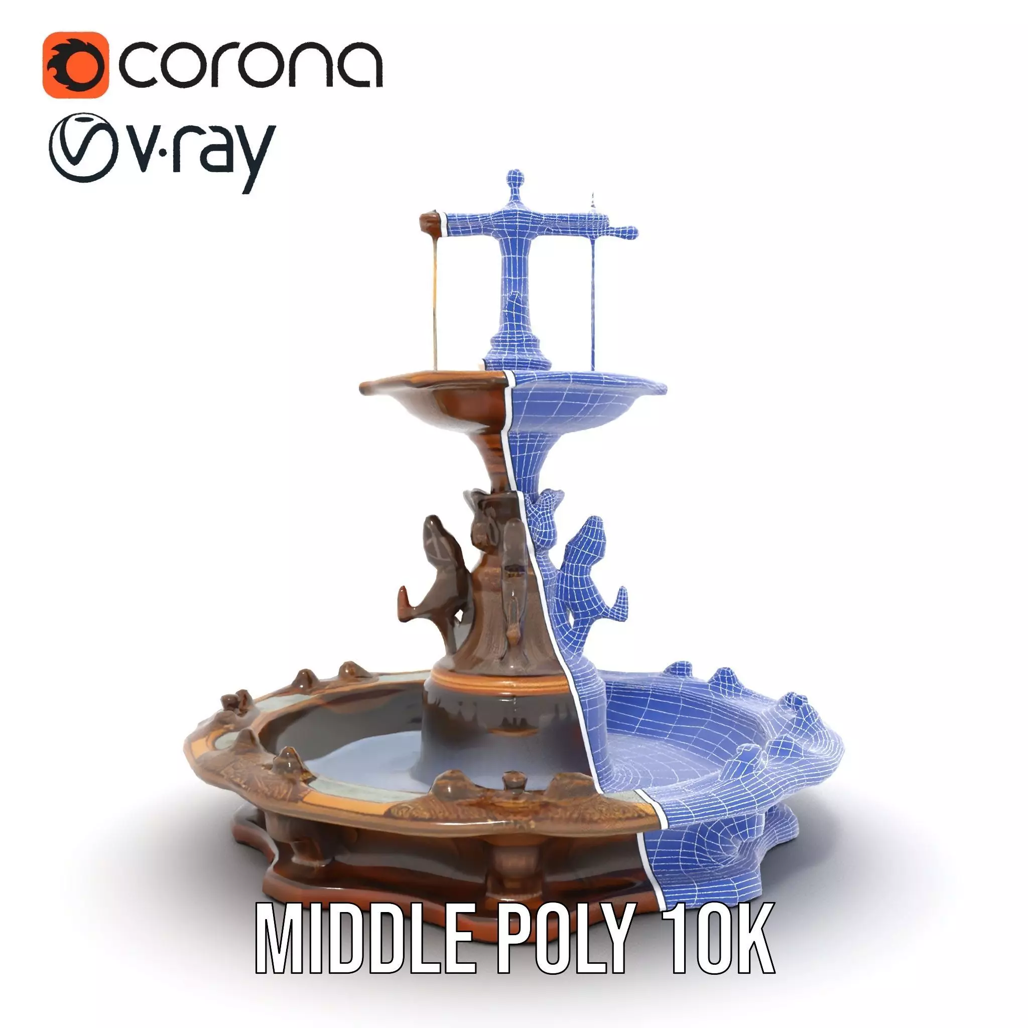 Bronze Ornate Fountain model pack Low-poly 3D model_30