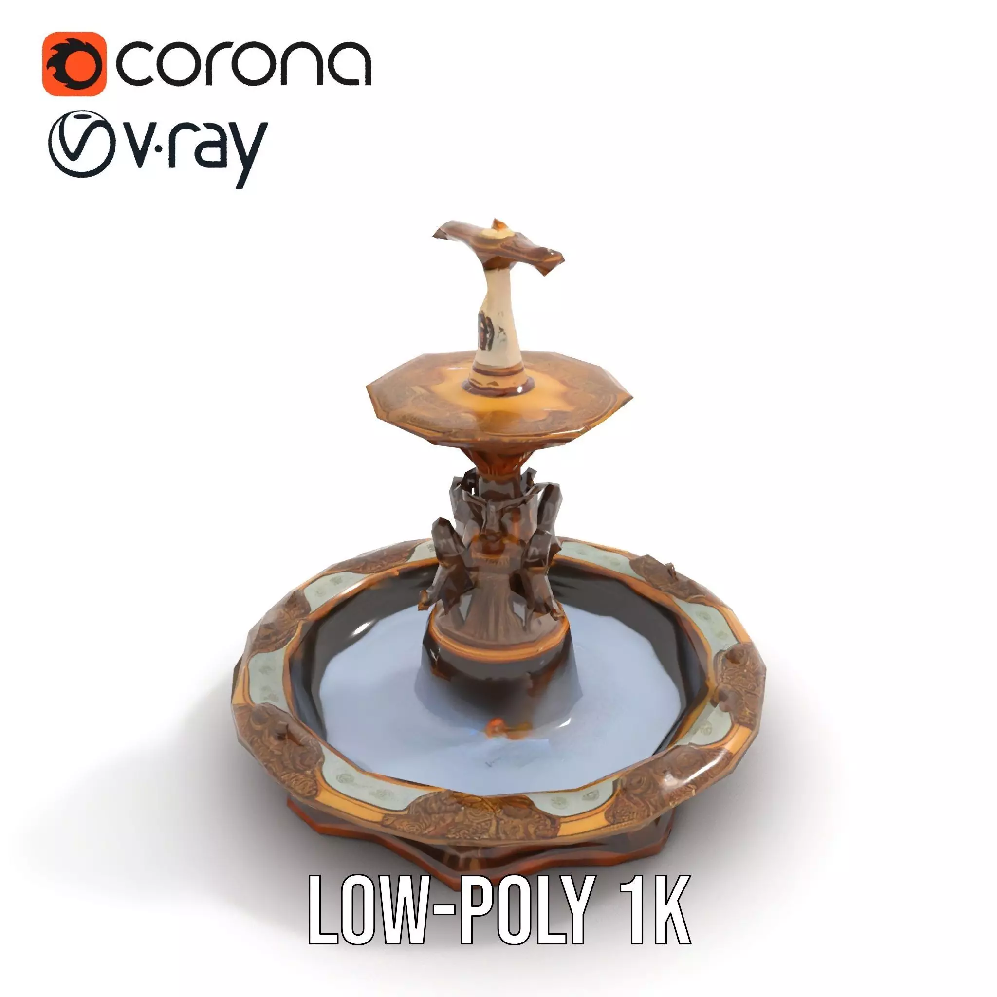 Bronze Ornate Fountain model pack Low-poly 3D model_7