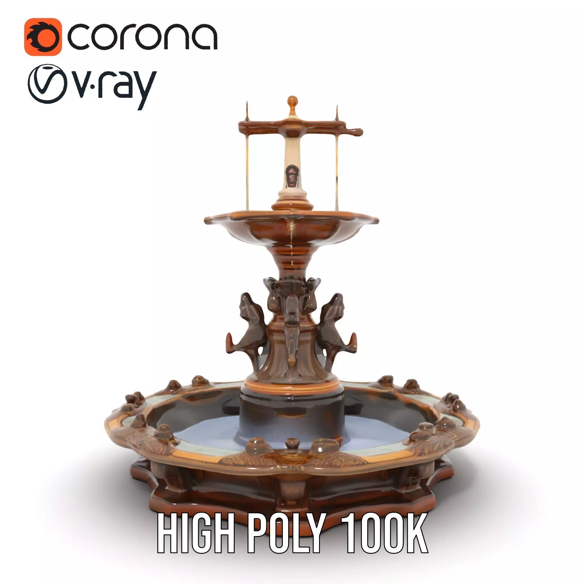 Bronze Ornate Fountain model pack Low-poly 3D model_32